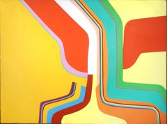 "Royal Performance" Monumental 60" x 81" Mid Century Color Field Painting Signed