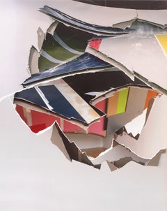 Multicapa 285 - collage abstracto único de fotografías de esculturas rasgadas en capas