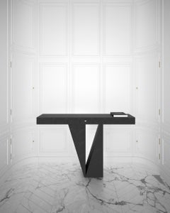 FELIX SCHWAKE Console-Table Wood, Black 140x34x83cm Triangular Leg Handcrafted