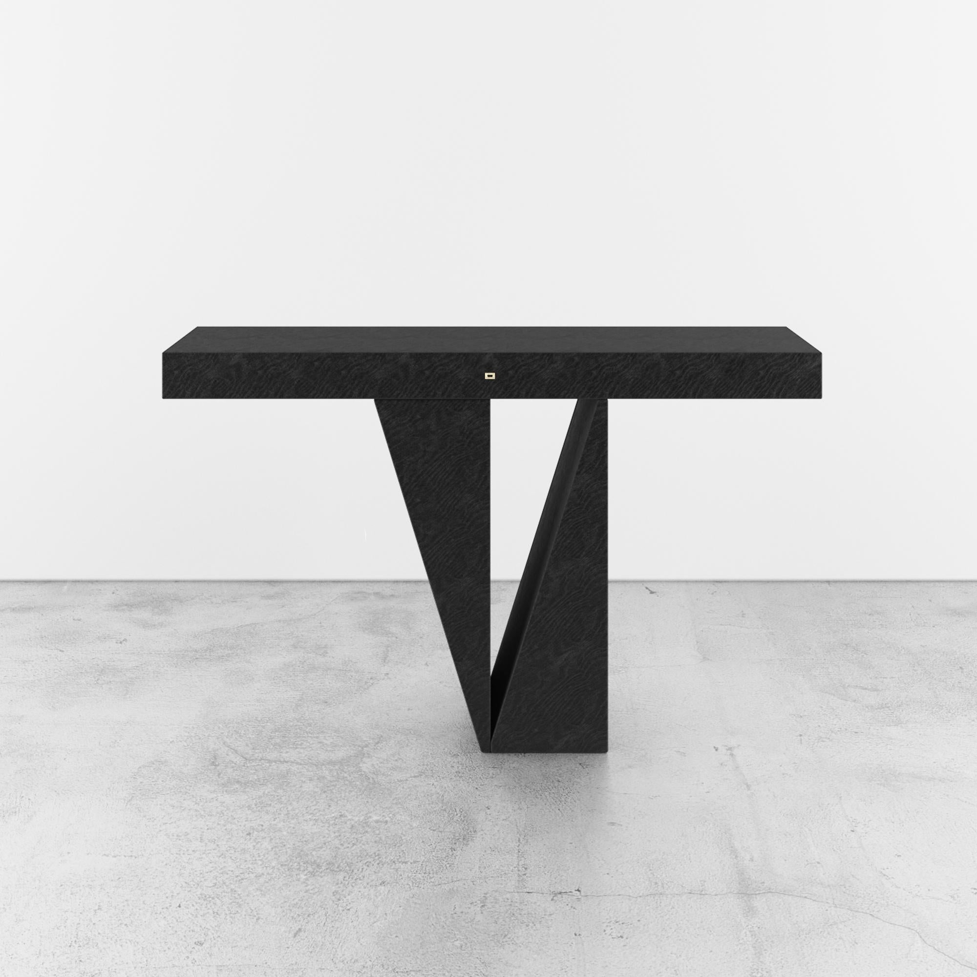 Bauhaus FELIX SCHWAKE Table-console Wood, noir 140x34x83cm Pied triangulaire Handcraft en vente