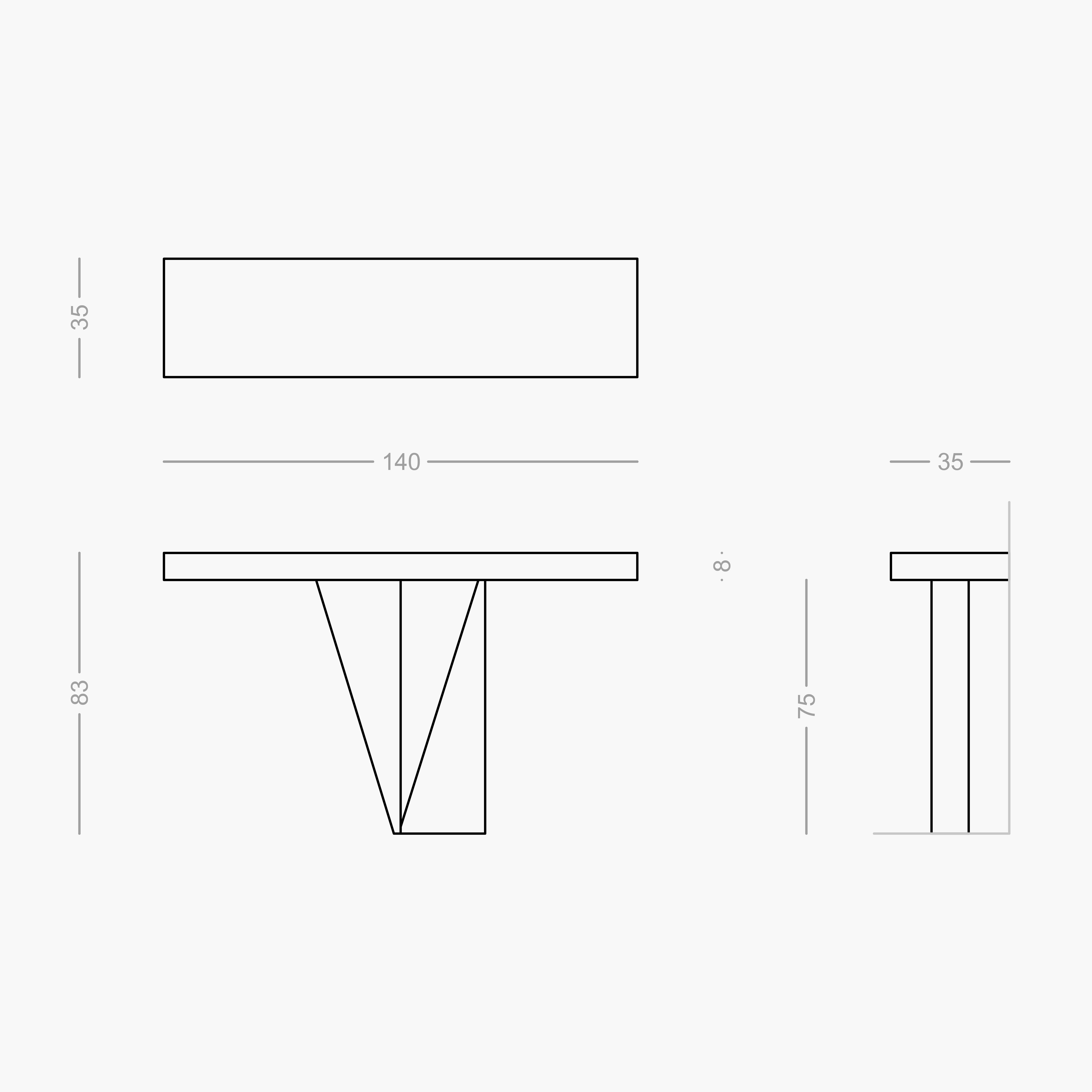 Brossé FELIX SCHWAKE Table-console Wood, noir 140x34x83cm Pied triangulaire Handcraft en vente