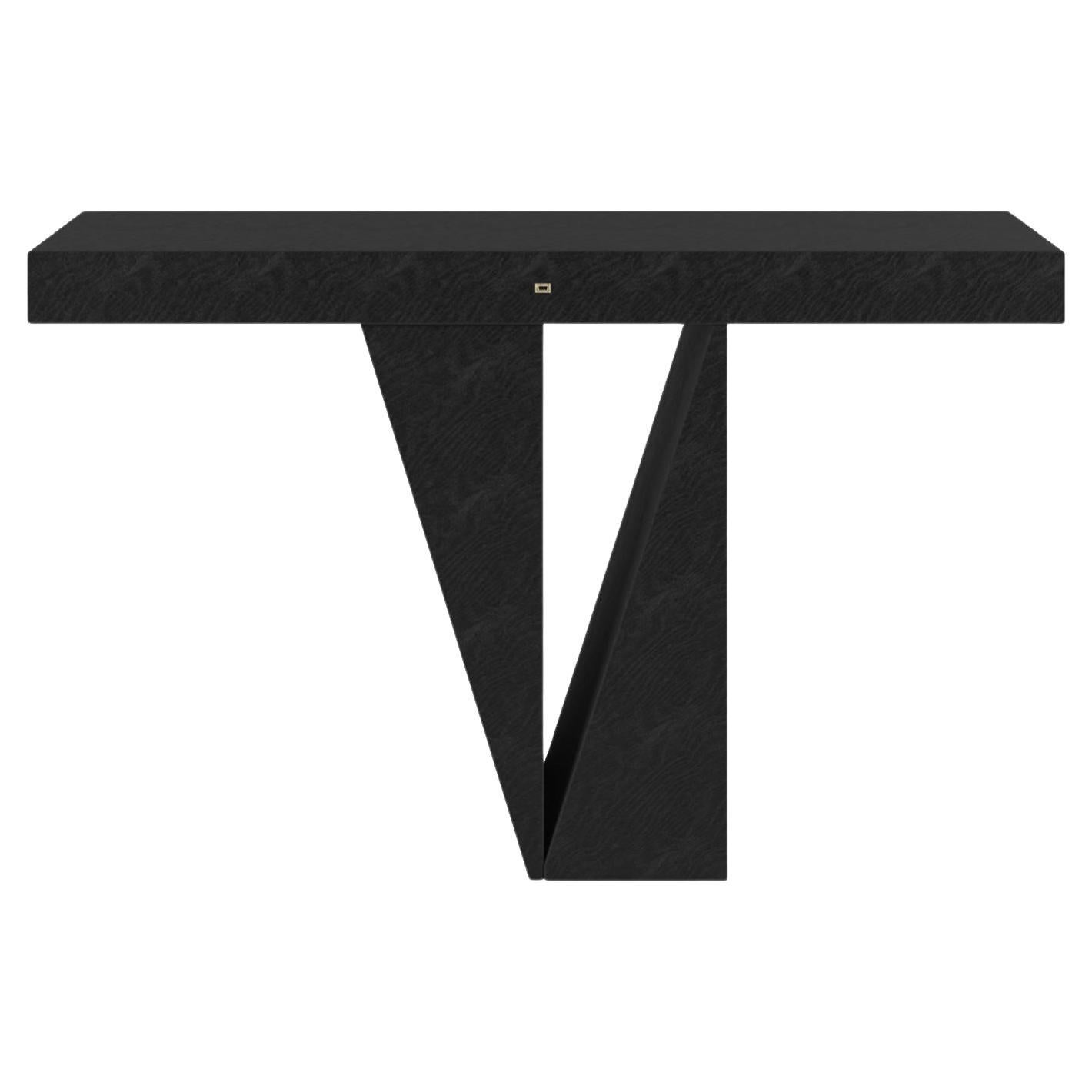 FELIX SCHWAKE Table-console Wood, noir 140x34x83cm Pied triangulaire Handcraft