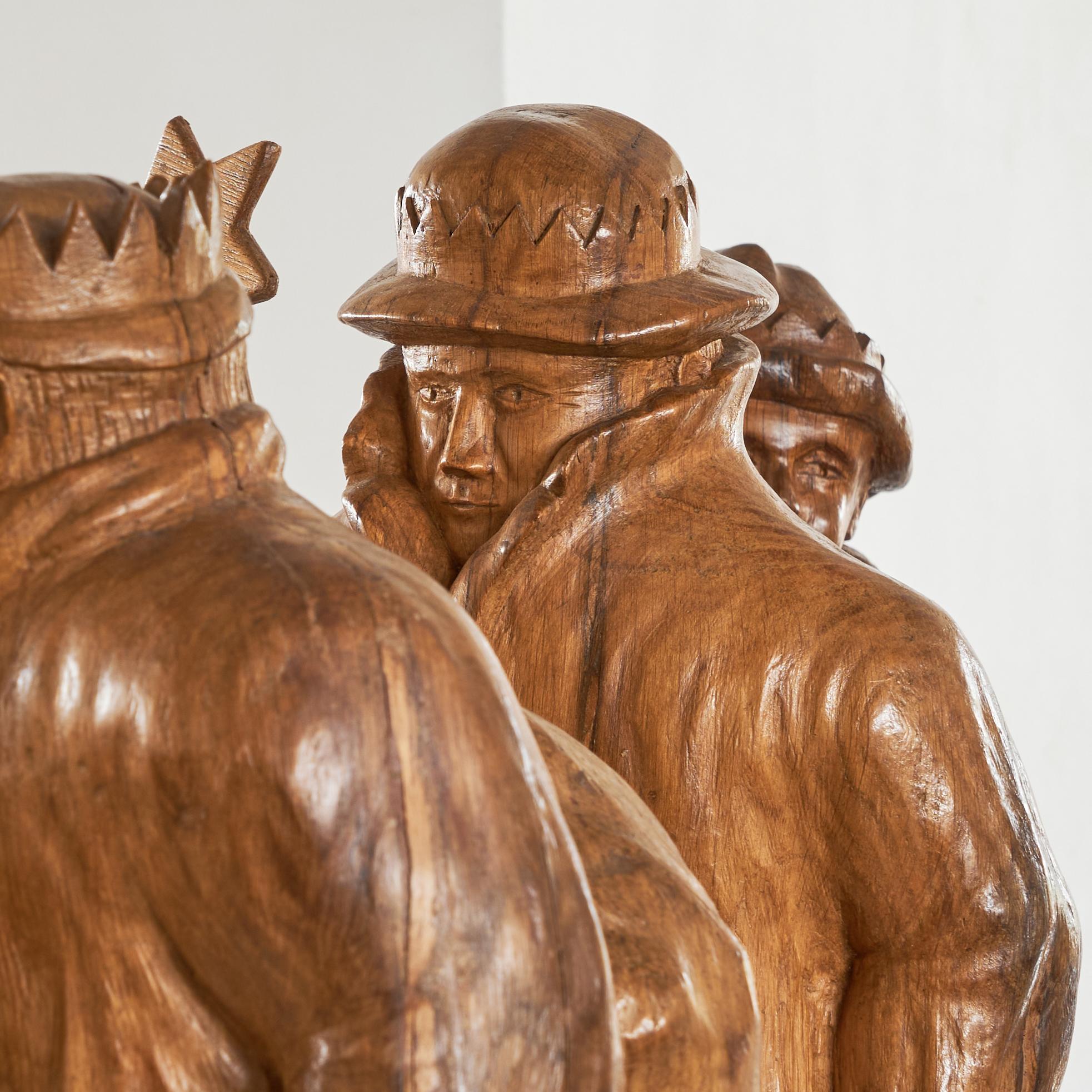 Felix Timmermans '3 Wise Men' Flemish Folk Art Sculptures in Carved Wood 1970 For Sale 3