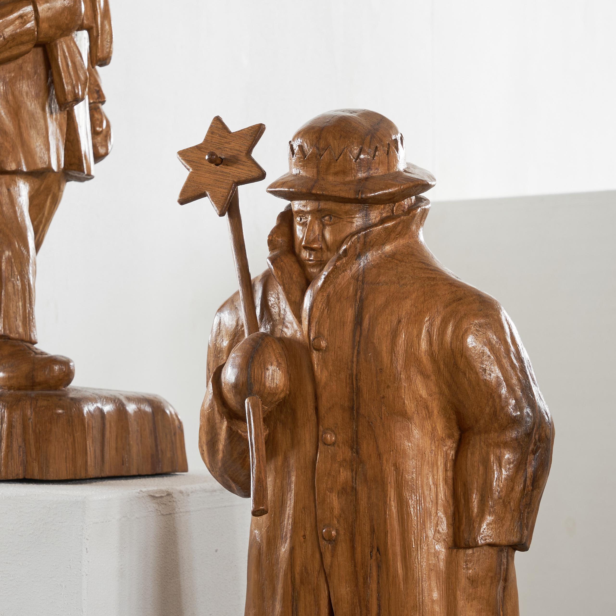 Felix Timmermans '3 Wise Men' Flemish Folk Art Sculptures in Carved Wood 1970 For Sale 6