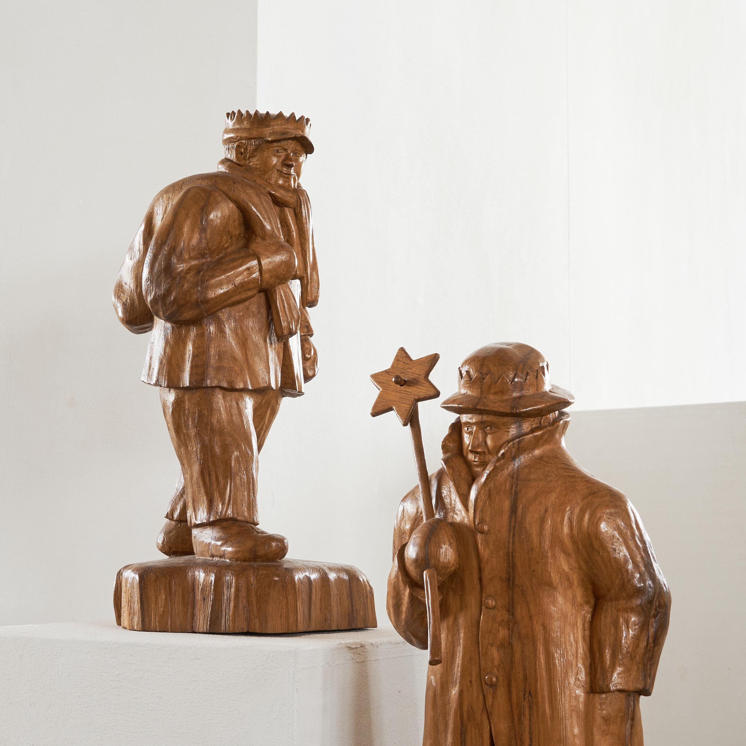 Felix Timmermans '3 Wise Men' Flemish Folk Art Sculptures in Carved Wood 1970 For Sale 9