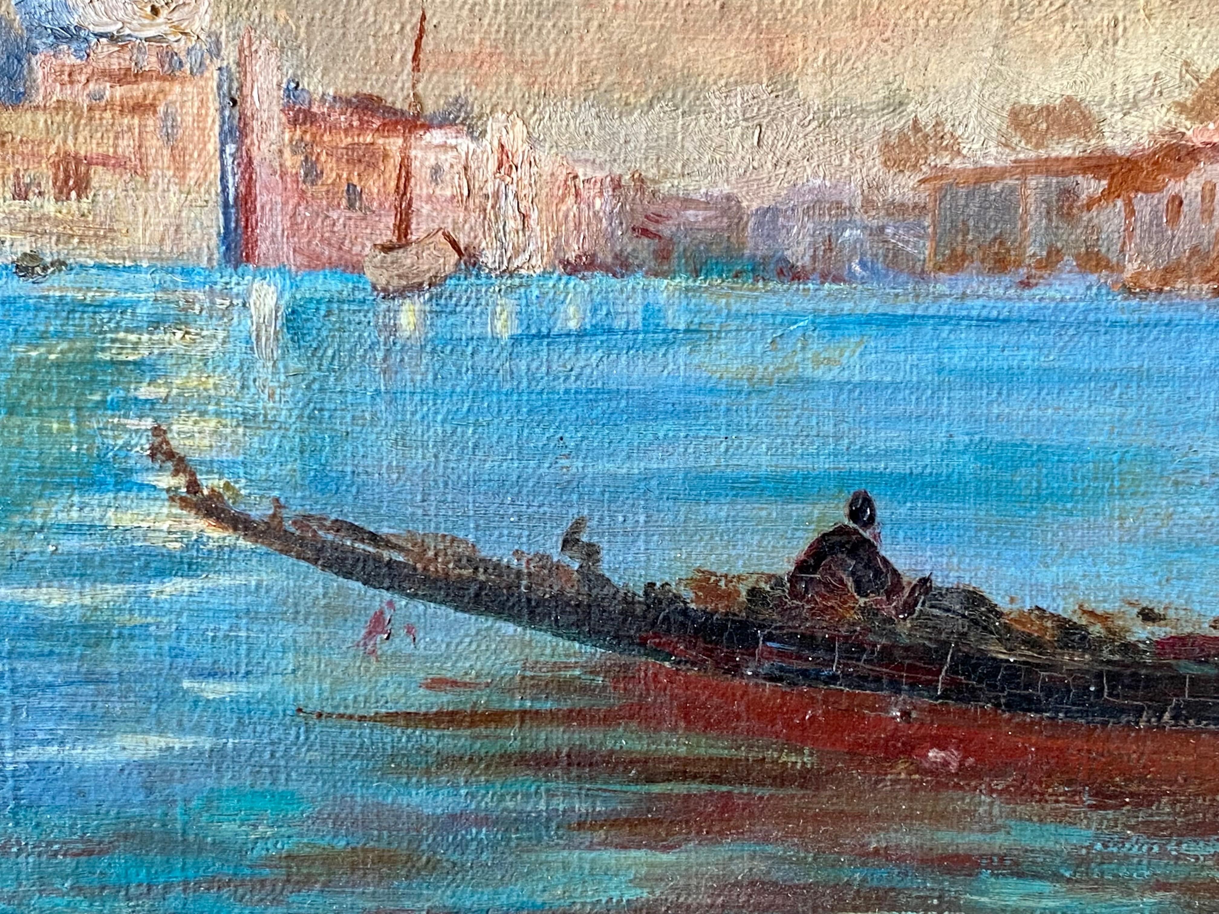 19th century French impressionist painting - Cityscape of Venice by sunset 1