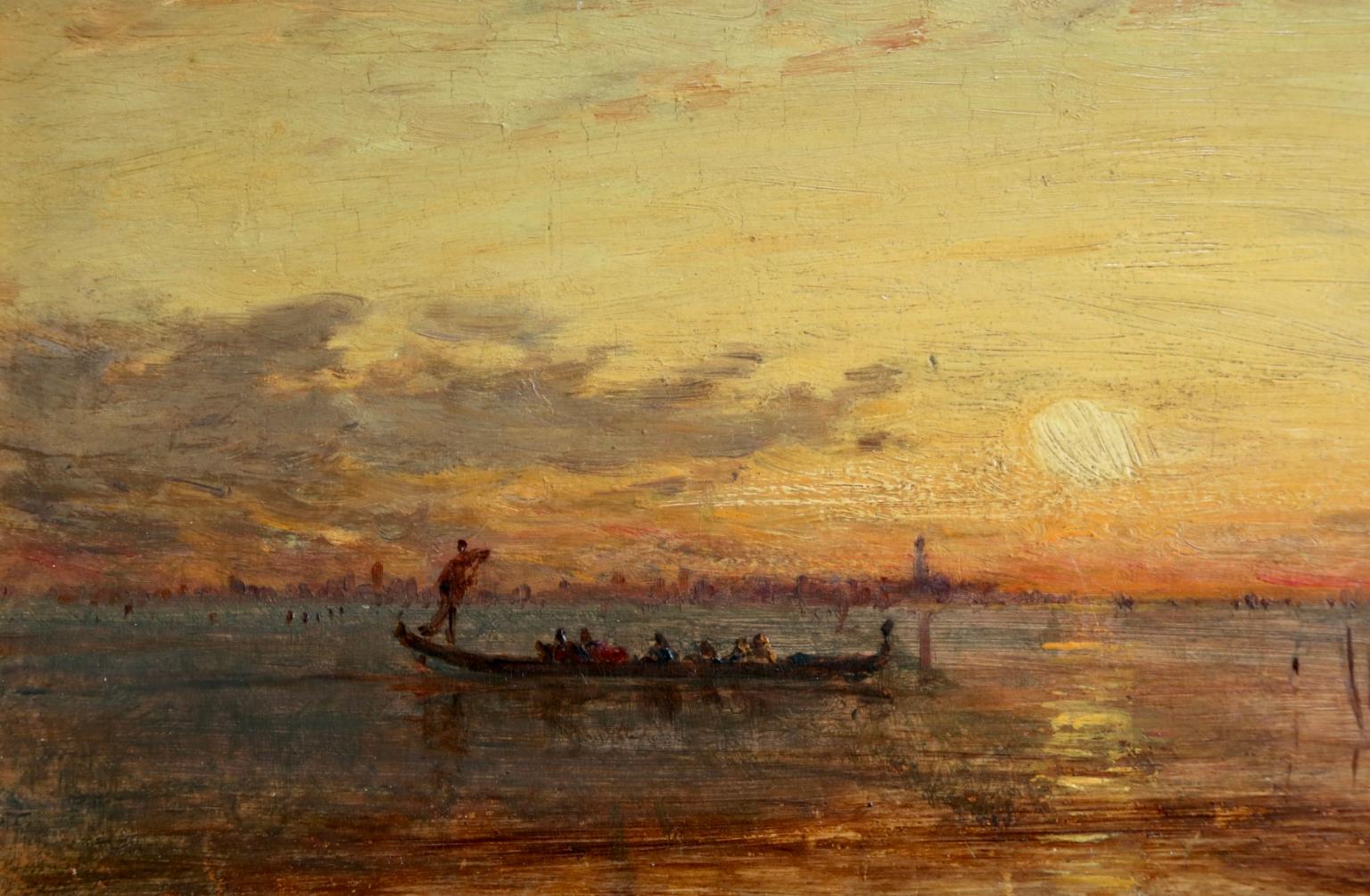 Coucher de Soleil - Venice - Impressionist Oil, Canal at Sunset by Felix Ziem 2