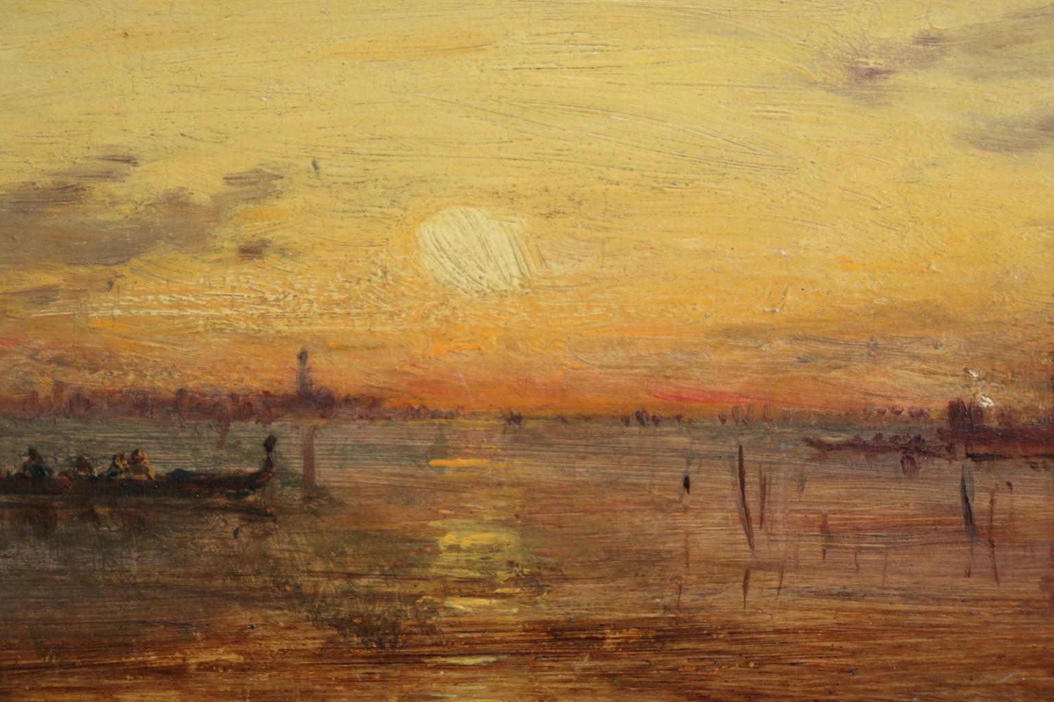 Coucher de Soleil - Venice - Impressionist Oil, Canal at Sunset by Felix Ziem 3