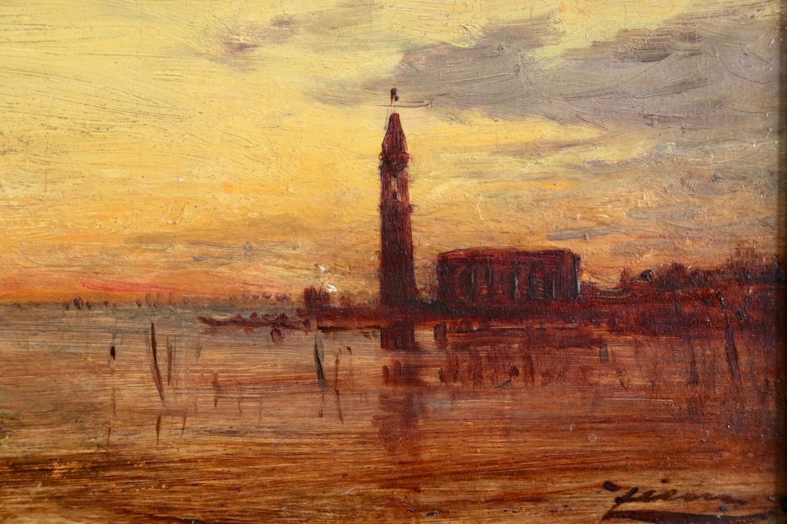 Coucher de Soleil - Venice - Impressionist Oil, Canal at Sunset by Felix Ziem 4