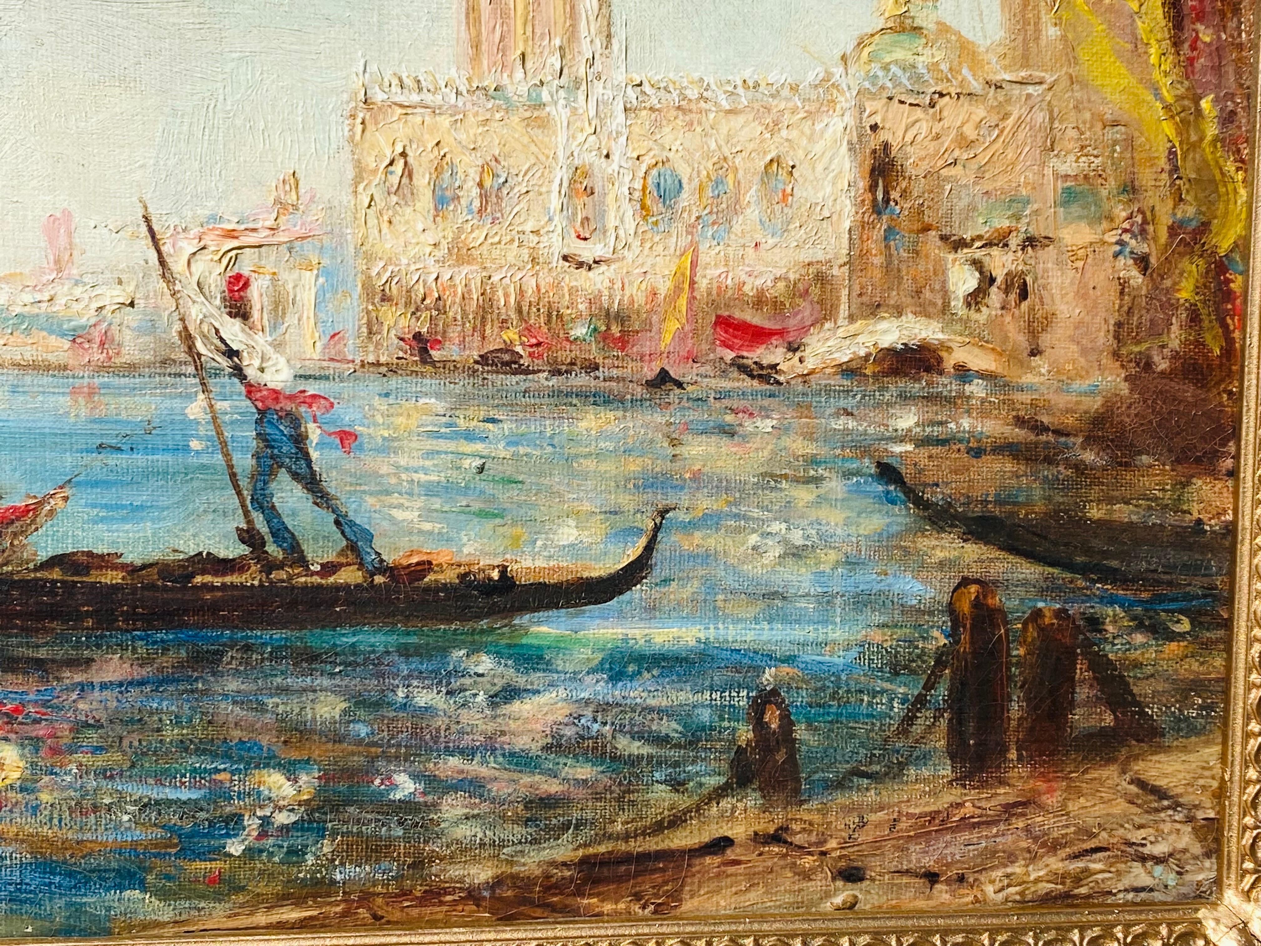 French impressionist painting - View of Venice - Cityscape Boat San Marco 1
