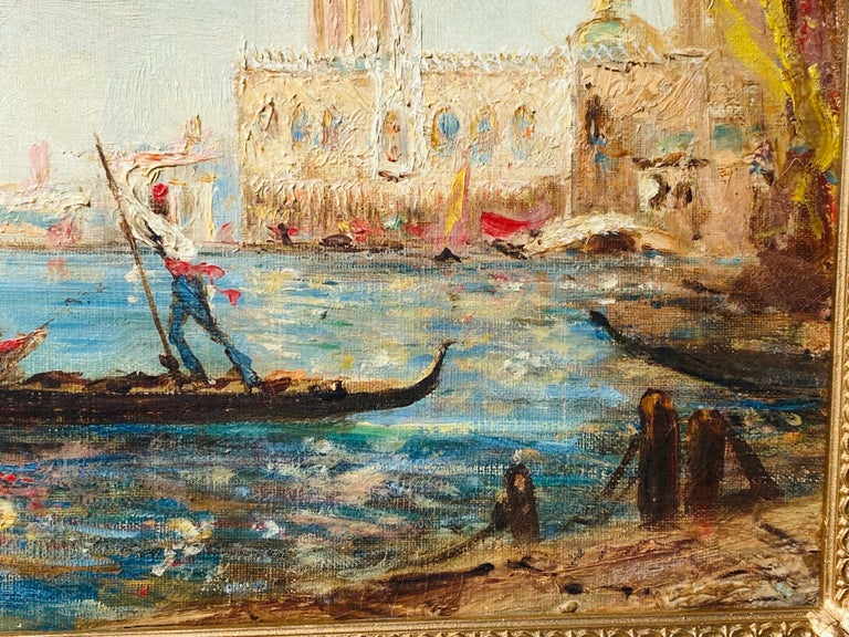 French impressionist painting - View of Venice - Cityscape Boat San Marco 1