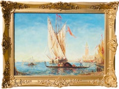 French impressionist painting - View of Venice - Cityscape Boat San Marco