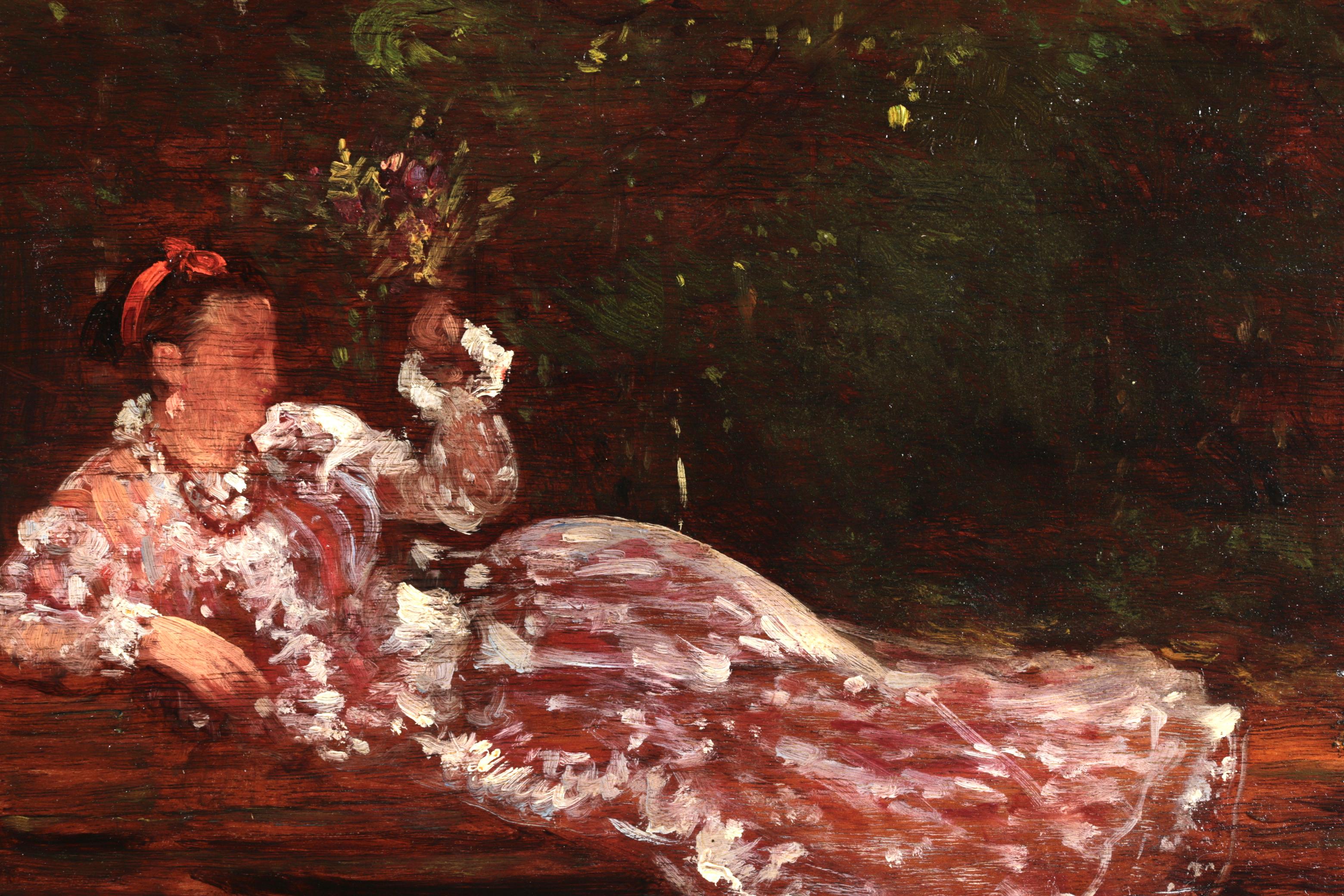 Jeune femme allongee - Impressionist Figurative Oil Painting by Felix Ziem 3