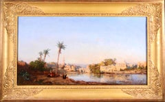 Antique Les Bords du Nil - Orientalist Impressionist Landscape Oil Painting - Felix Ziem