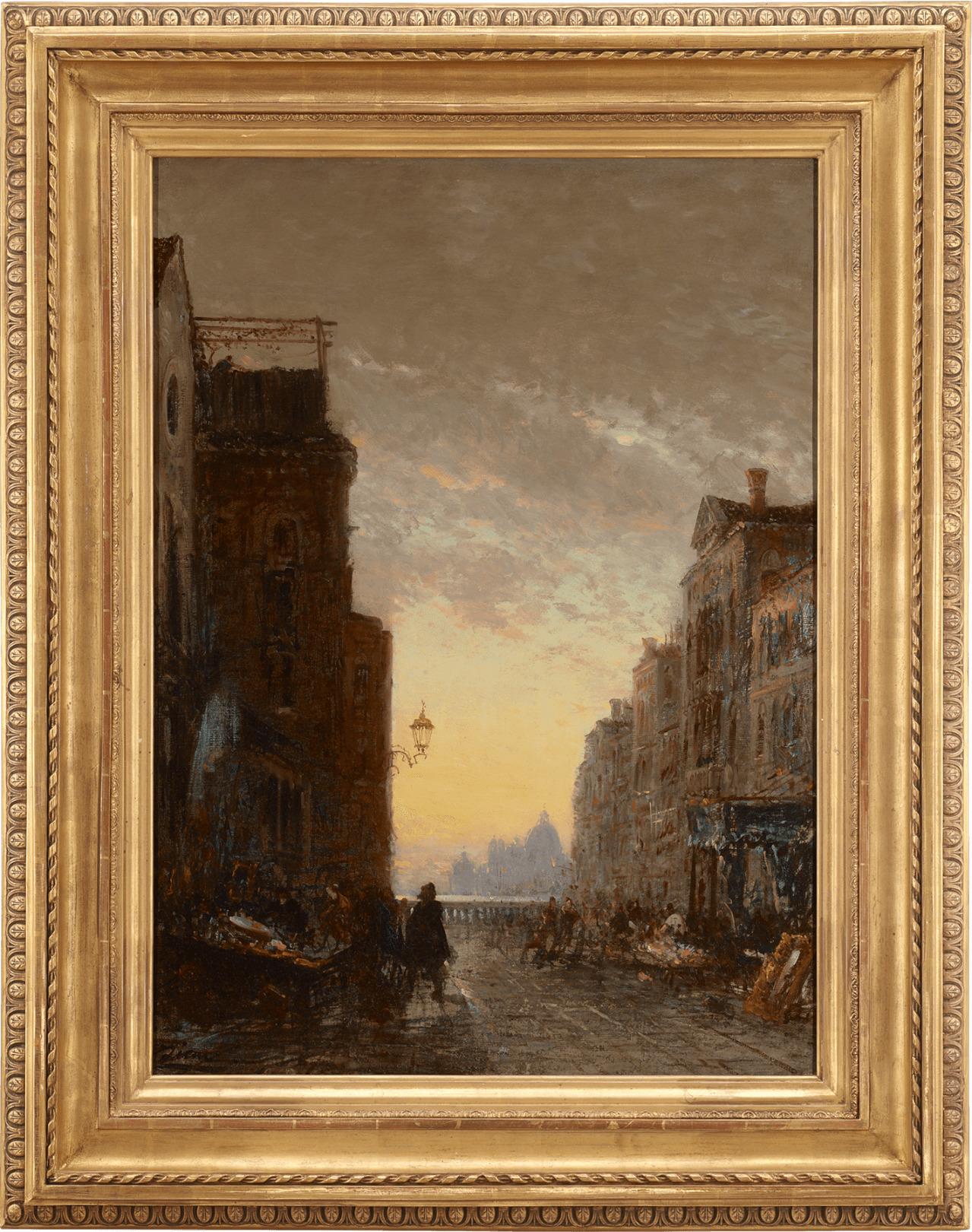 Market Place, Venise - Painting by Felix Ziem