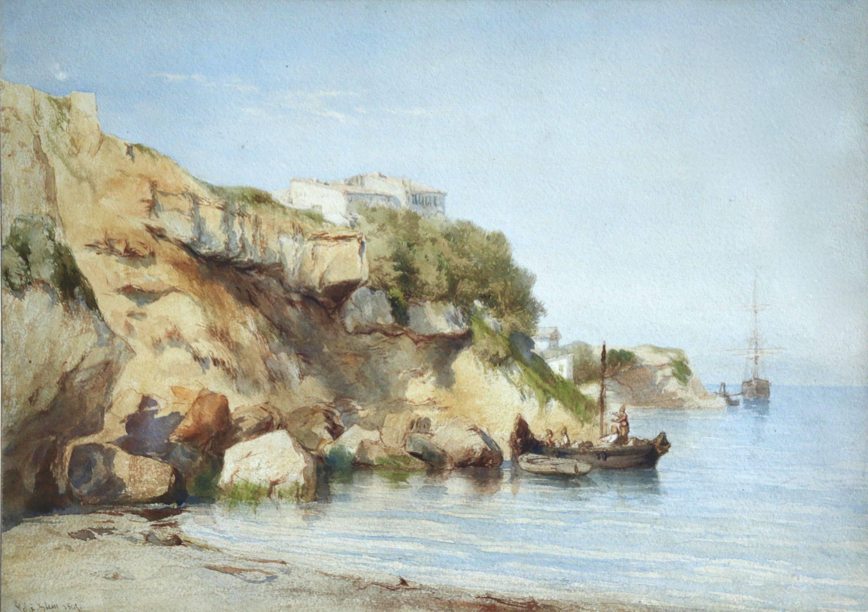 Felix Ziem Landscape Painting - Rocher au bord de la Mer