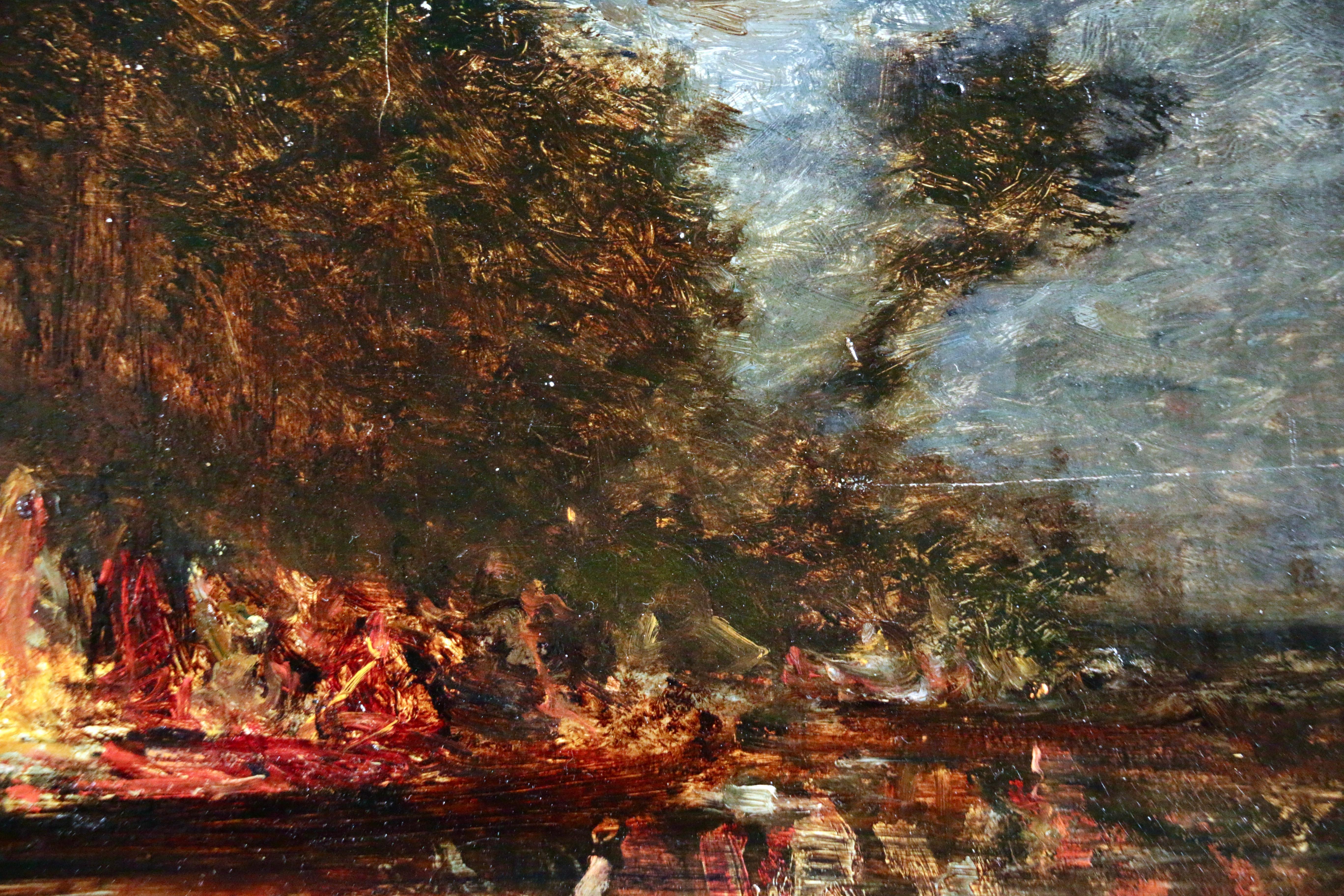 Soir de fête - 19th Century Oil, Figures on a Boat River Landscape by Felix Ziem 2