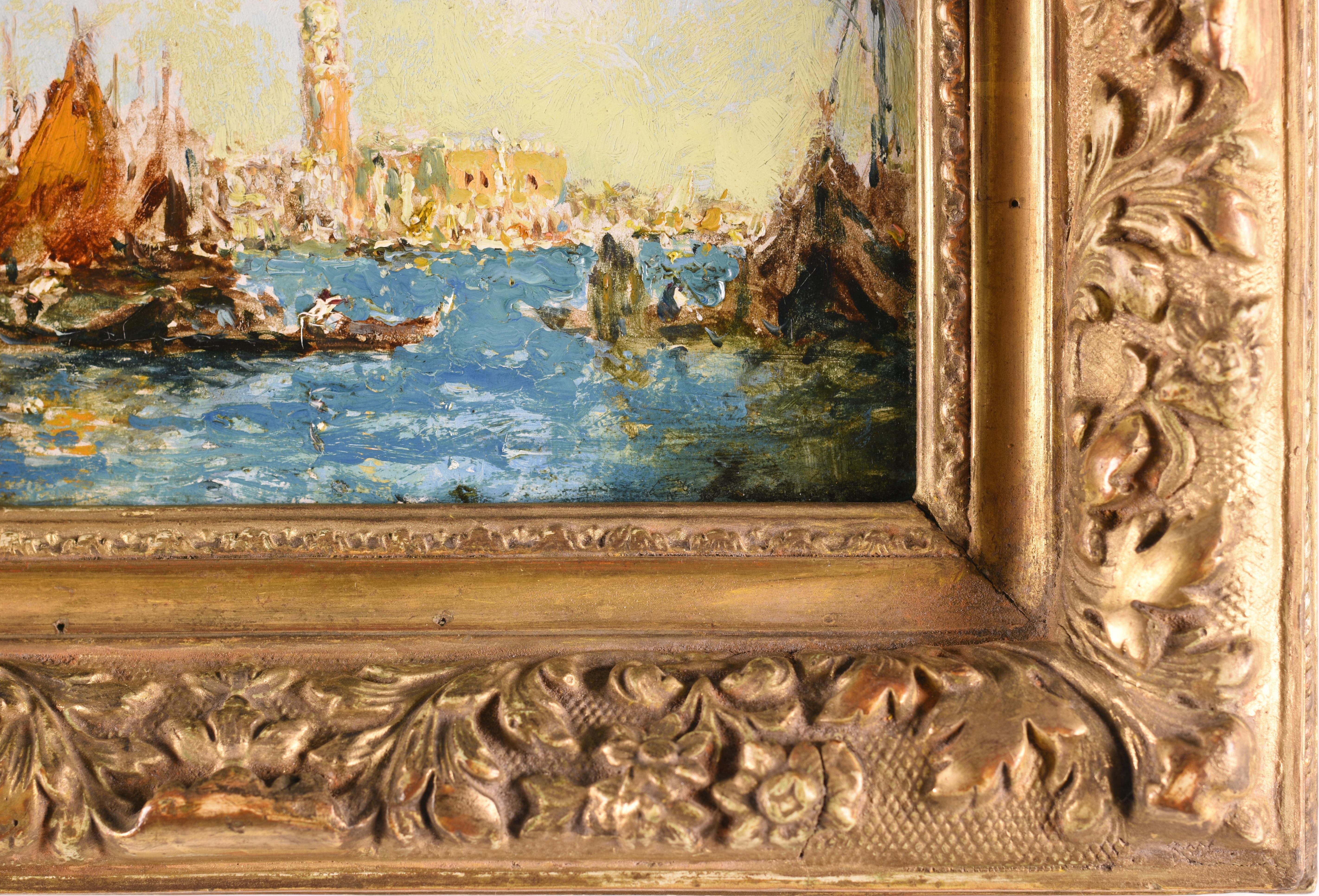 Vue de Venise et du Campanile de Saint-Marc depuis le Grand Canal - Marron Landscape Painting par Felix Ziem