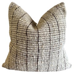 Feliz Handmade Organic Wool Pillow with Heavy Texture Brown Lines