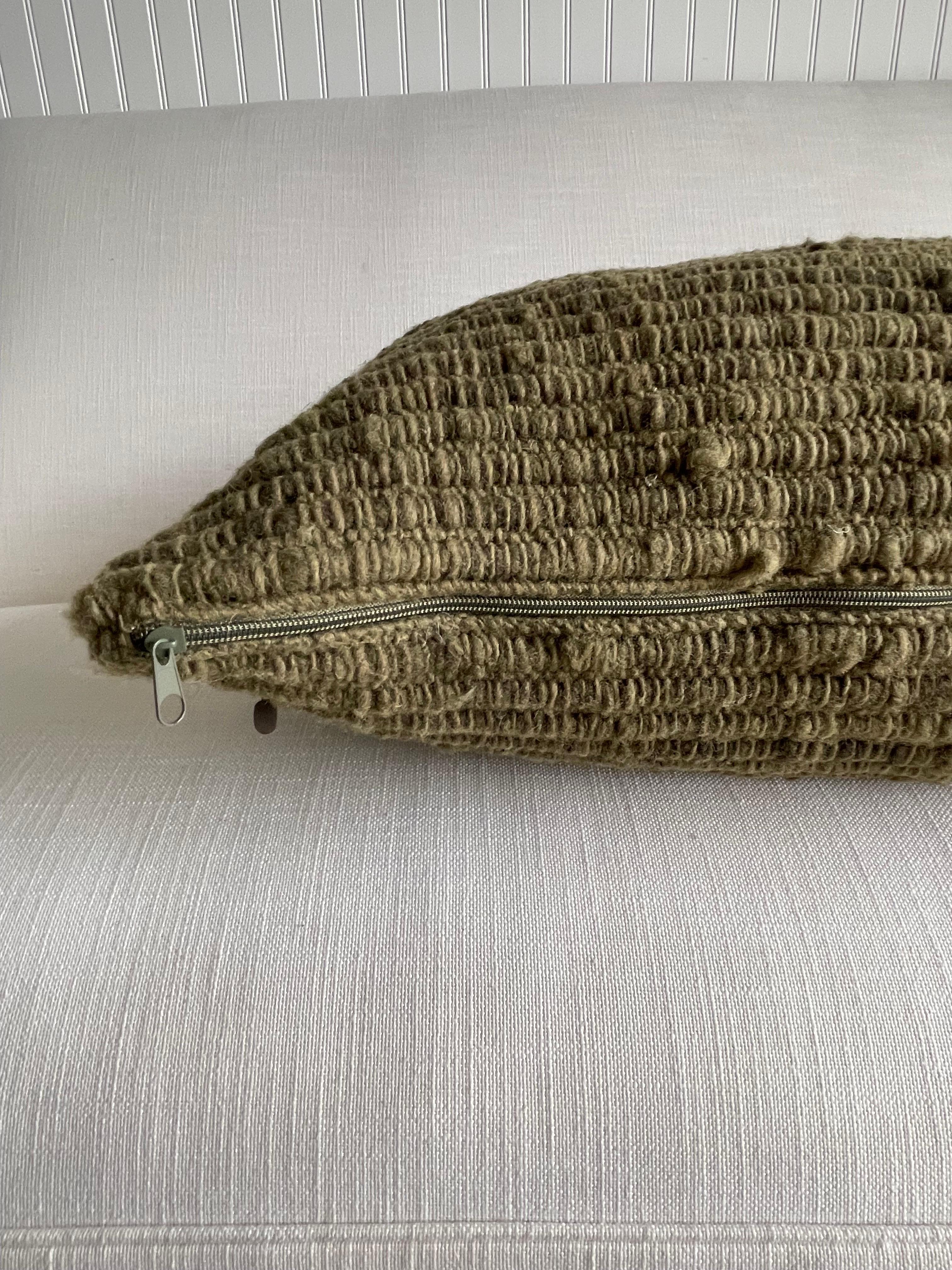 Contemporary Feliz Organic Wool Hand Made Pillow with Down Insert For Sale