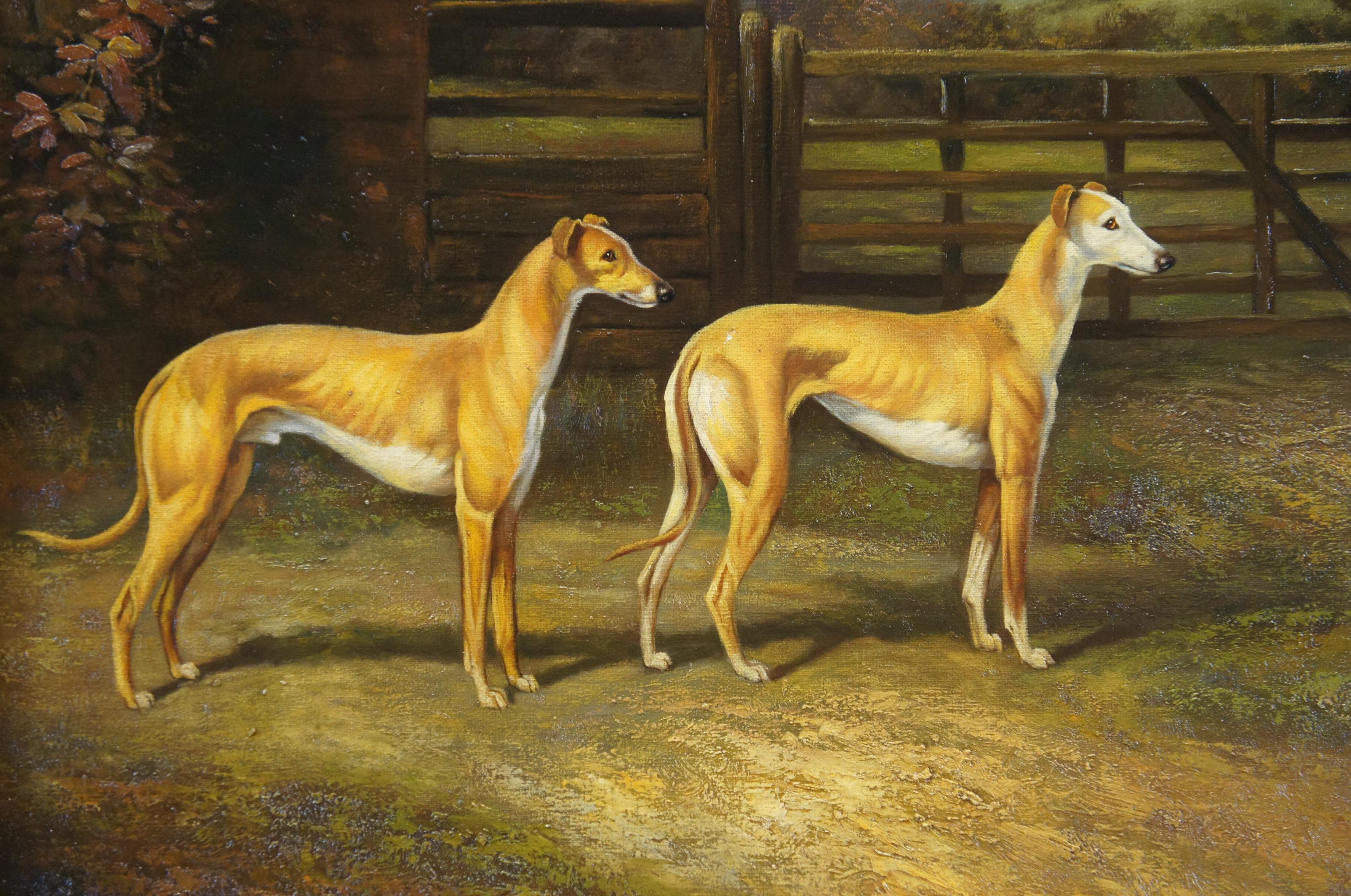 20th Century Fellow from Wales and Silvery Sand, Greyhounds After Heywood Hardy Oil Painting For Sale