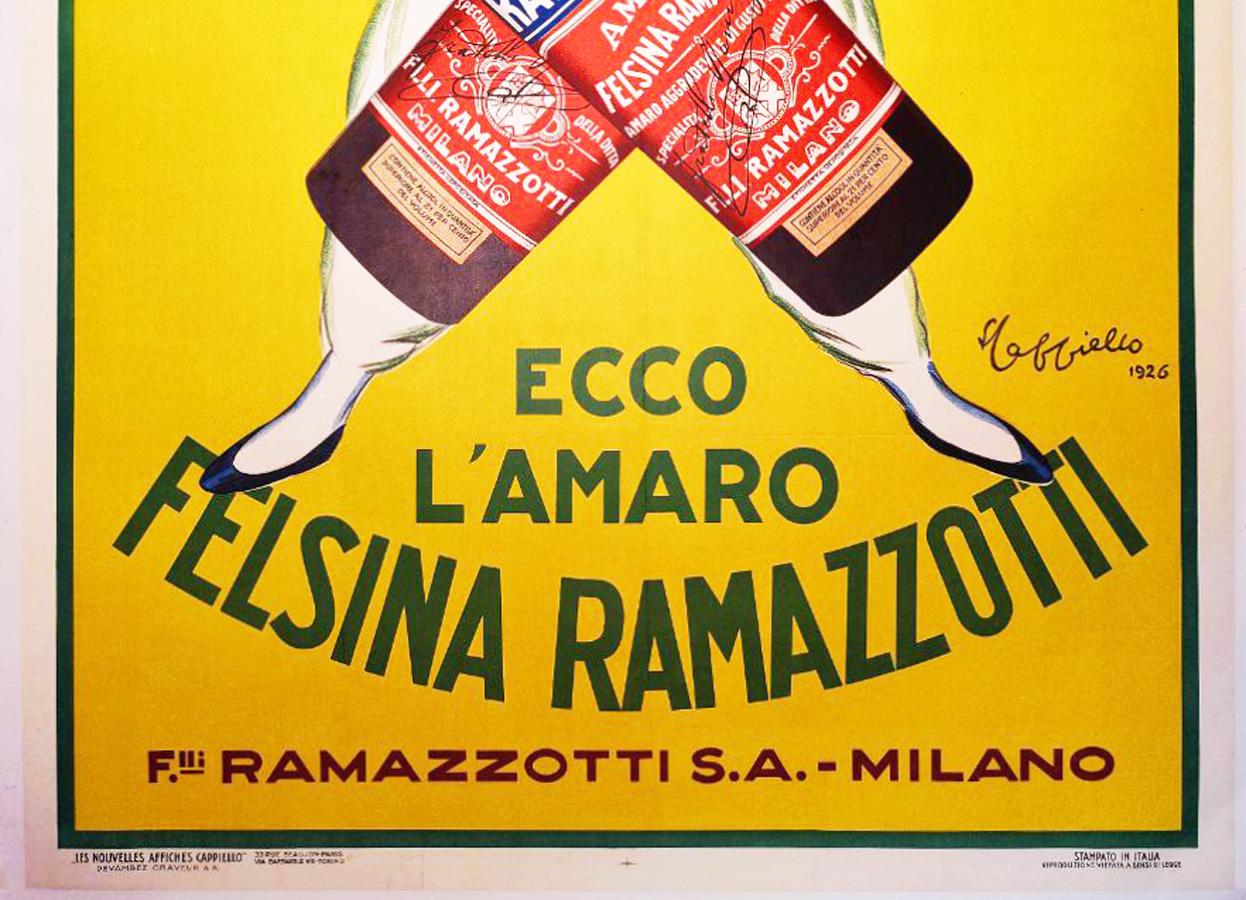 20th Century Felsina Ramazzotti 1926 Italian Alcohol Advertising Poster, Leonetto C For Sale