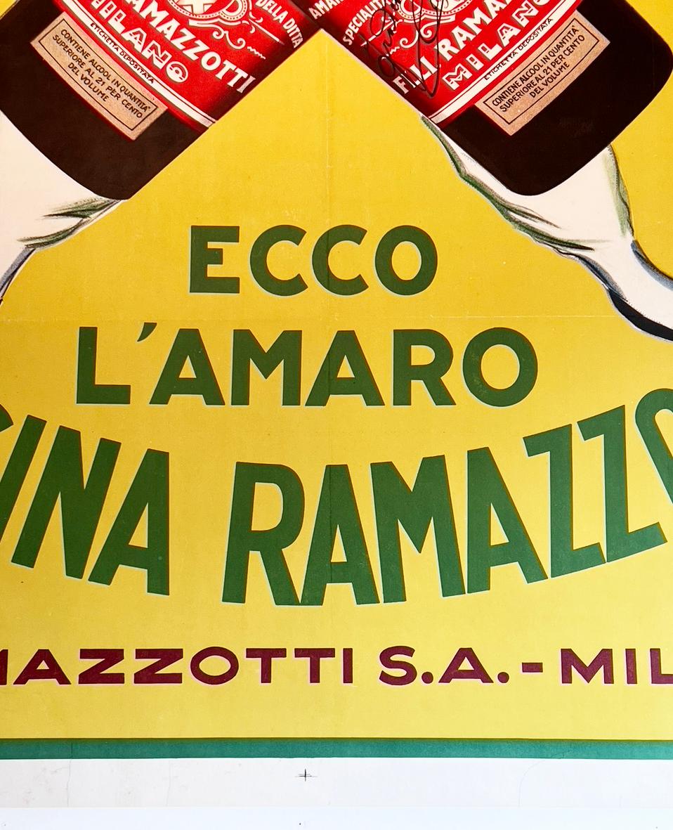 Linen Felsina Ramazzotti 1926 Italian Alcohol Advertising Poster, Leonetto C For Sale