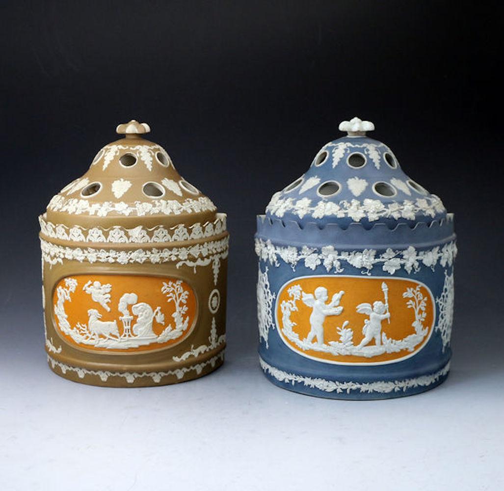 Ceramic Felsparic Jasperware Bough or Crocus Pots Made by Daniel Steel, England, 1810 For Sale
