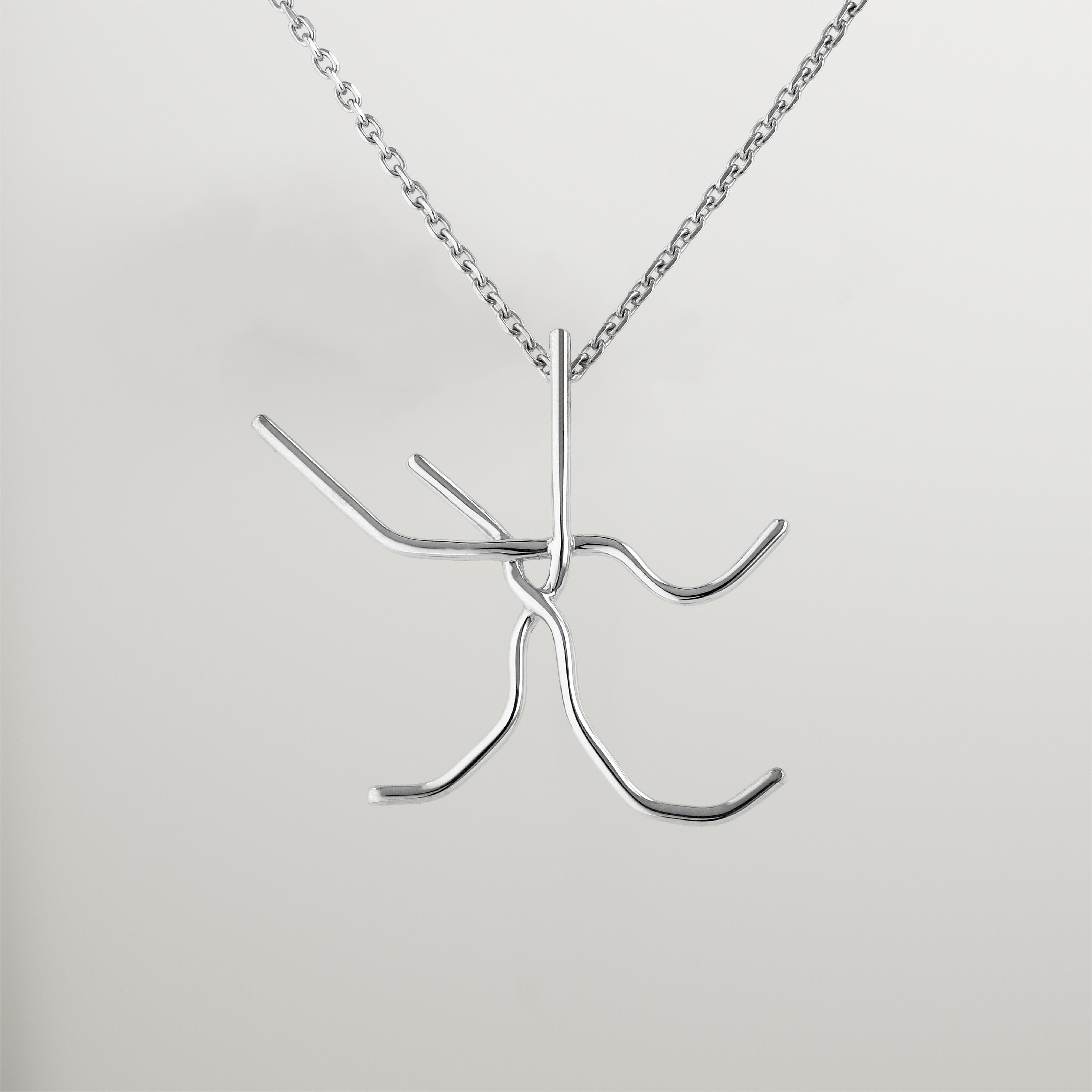 Felt Contemporary Hat and Metropolis Minimalist Pendant 925 Sterling Silver For Sale 1