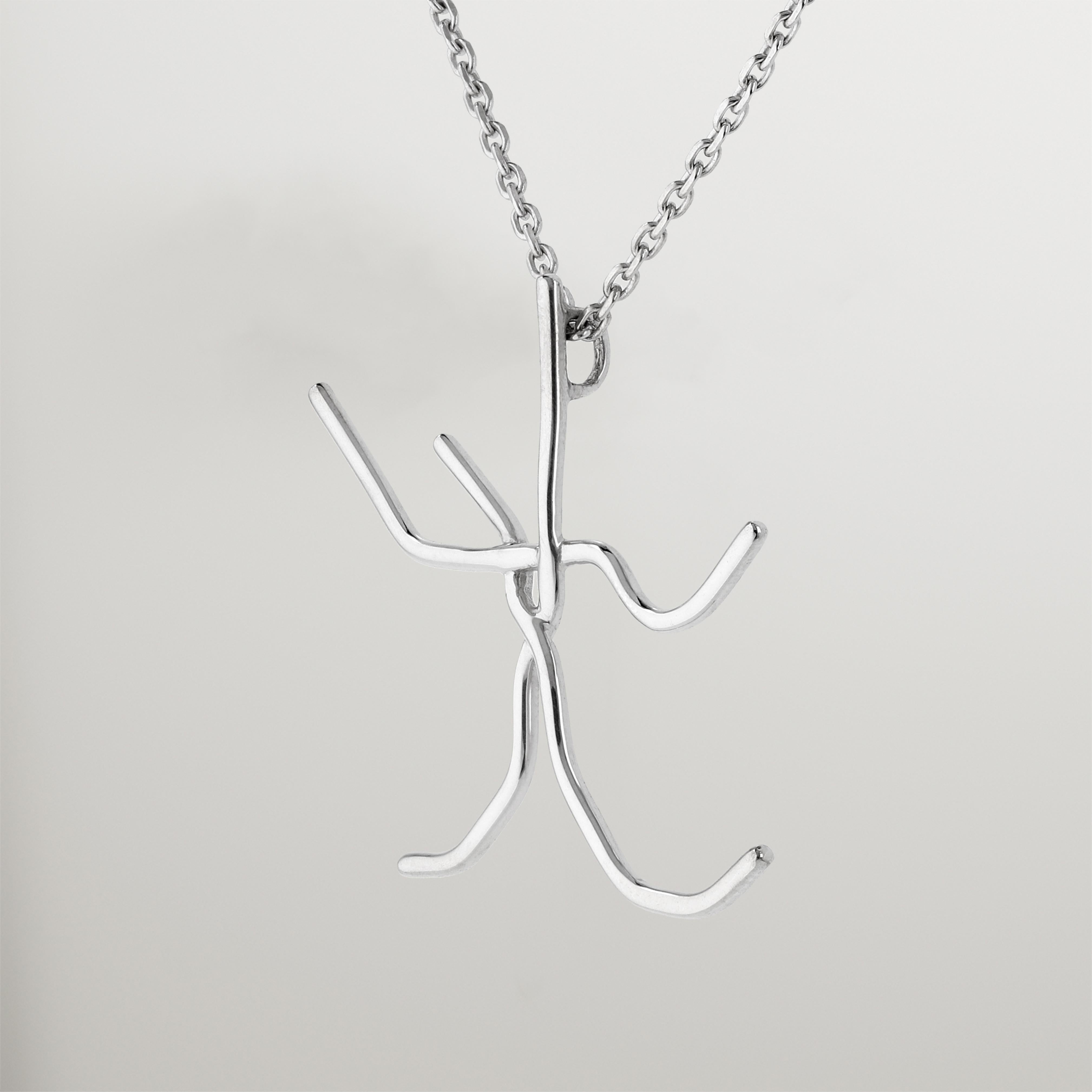 Felt Contemporary Hat and Metropolis Minimalist Pendant 925 Sterling Silver For Sale 2