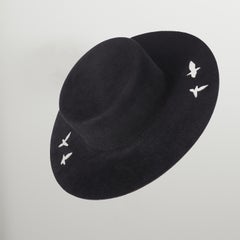 Felt Minimalist Hat Contemporary Accessories Symbolic Fashion with Birds Shadow