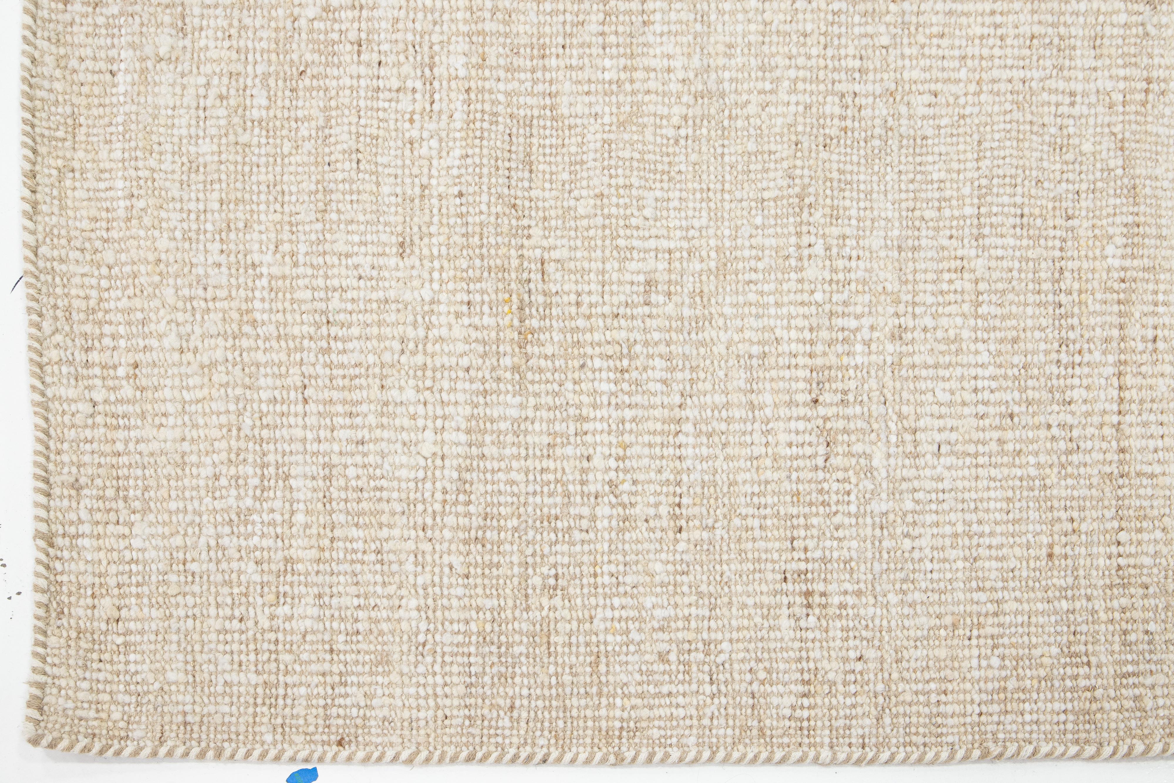 Felted Handmade Beige  Wool Rug Modern Organic by Apadana For Sale 1