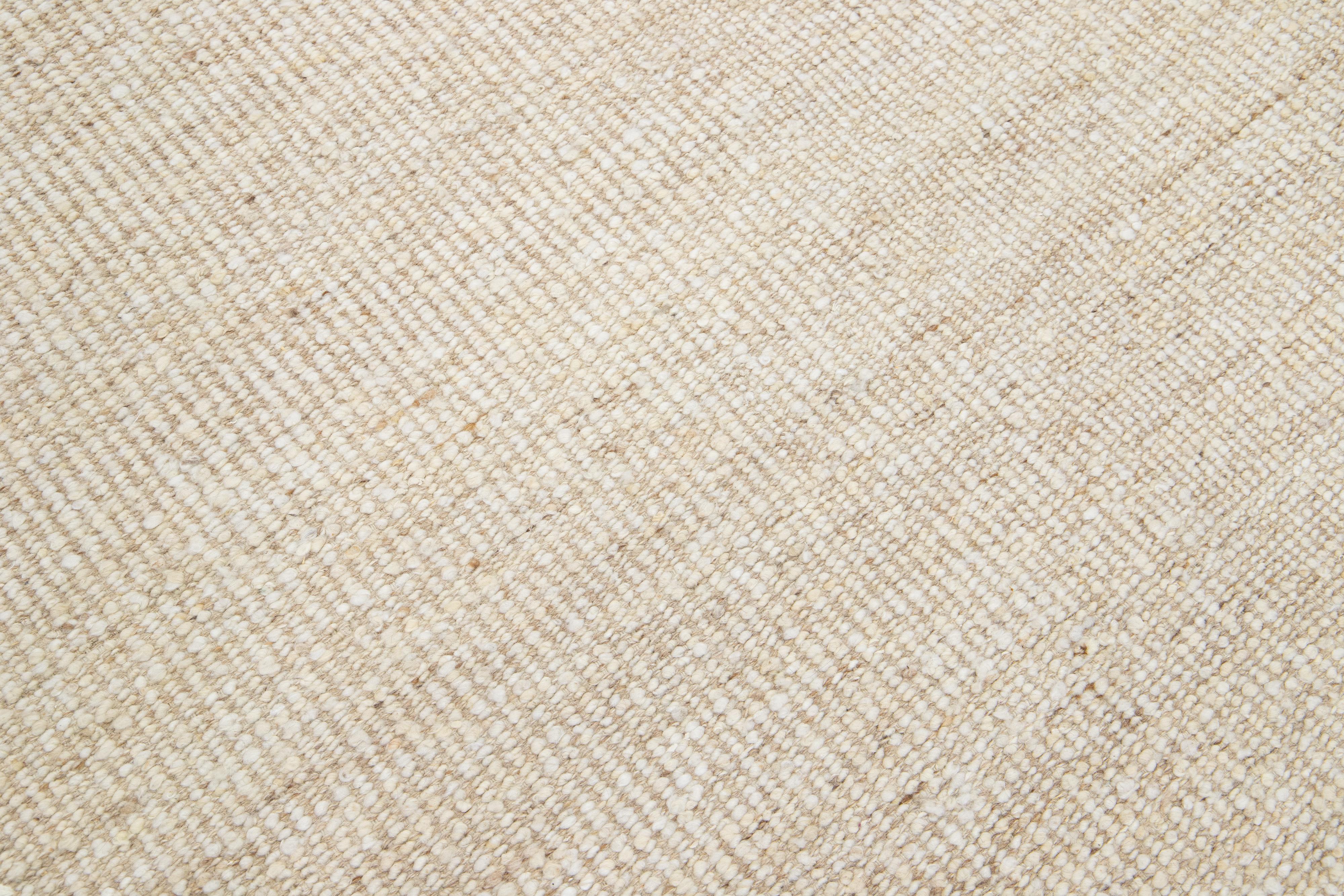 Felted Handmade Beige  Wool Rug Modern Organic by Apadana For Sale 3