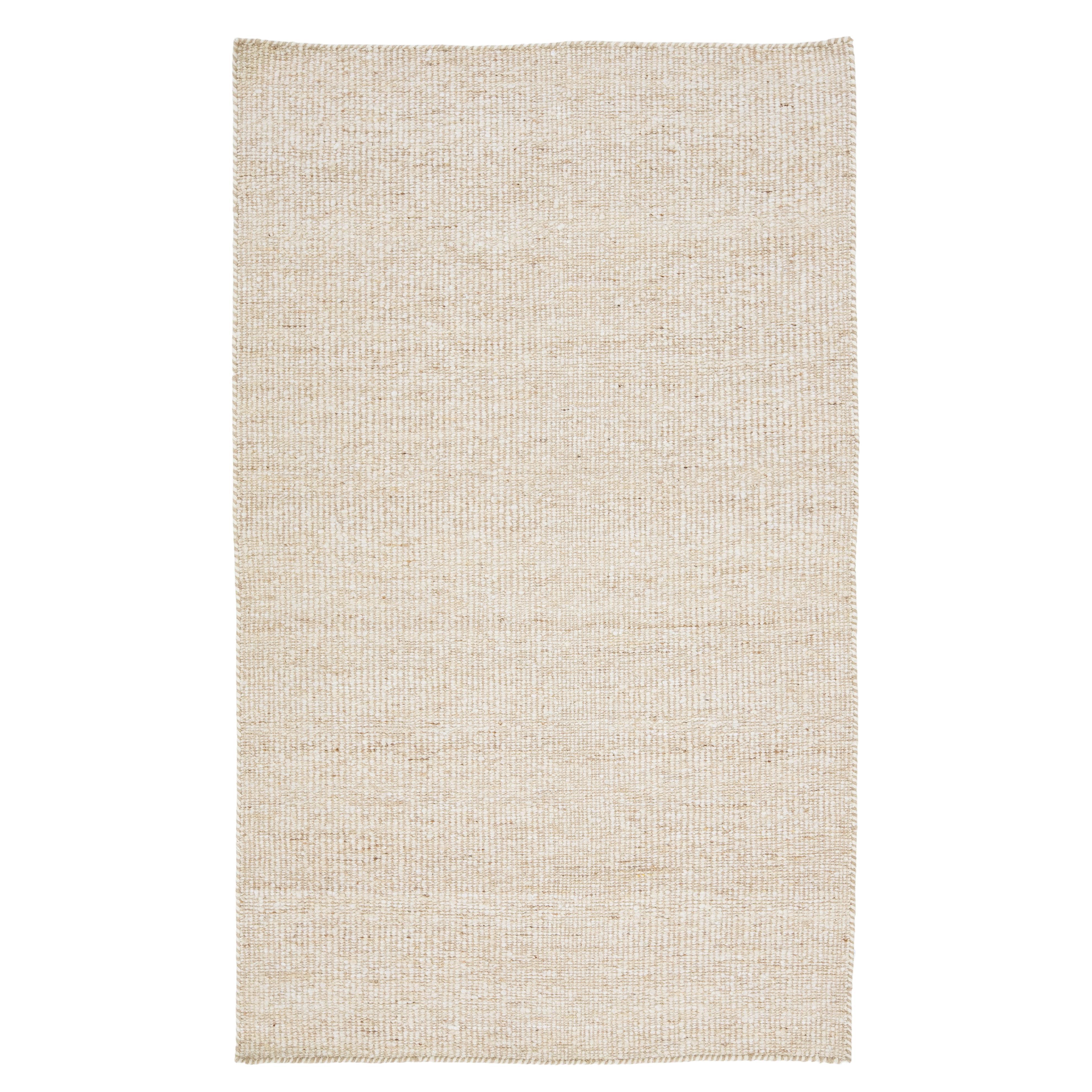 Felted Handmade Beige  Wool Rug Modern Organic by Apadana For Sale