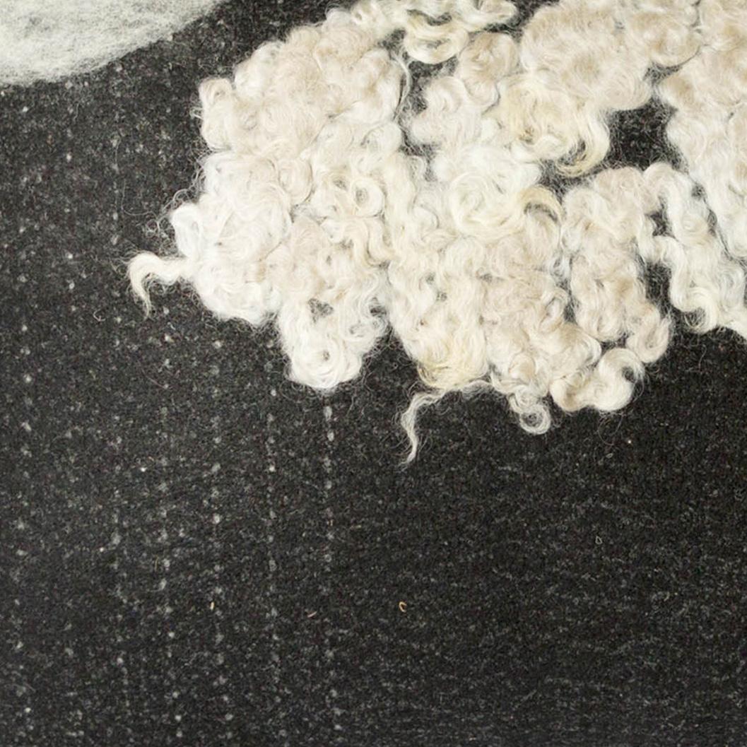 Américain Coussin Wensleydale B&W en laine feutrée, petit modèle, Collection moutons de l'héritage en vente