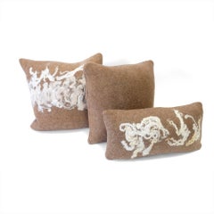 Felted Wool Pillow Set - 3 Hand-felted JG SWITZER pillows in Brown