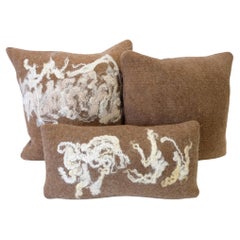 Felted Wool Pillow Set - 3 Hand-felted JG SWITZER pillows in Brown