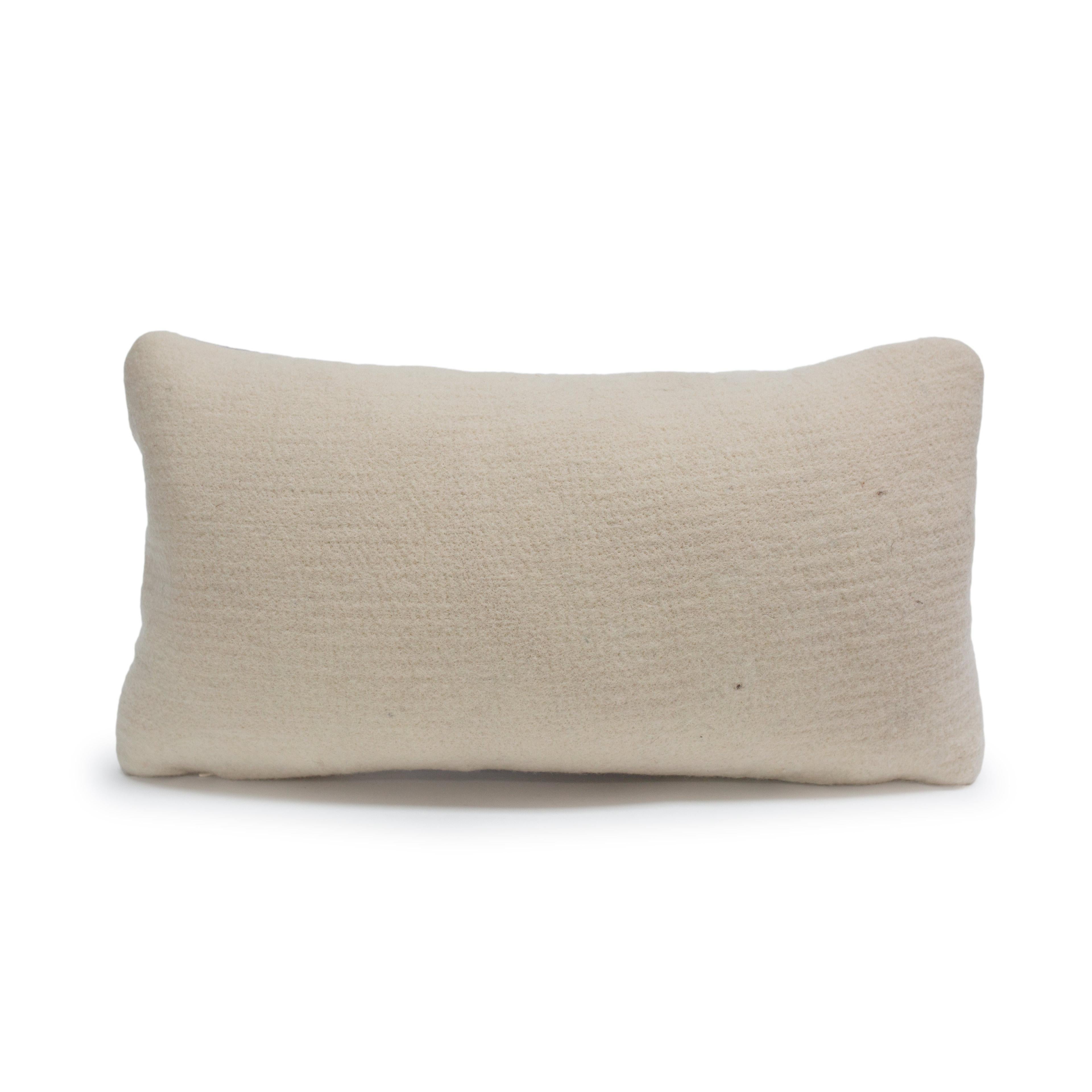 Organic Modern Felted Wool Pillow with Grey Ribbon by JG Switzer For Sale