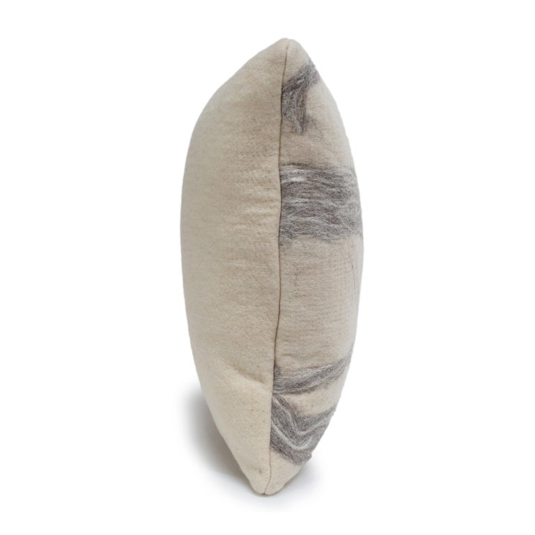 Felted Wool Pillow with Grey Ribbon by JG Switzer For Sale at 1stDibs