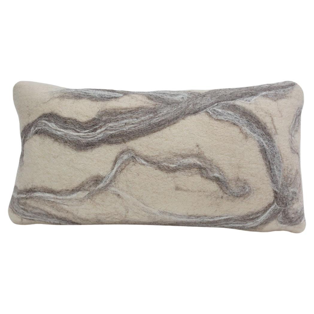 Felted Wool Pillow with Grey Ribbon by JG Switzer
