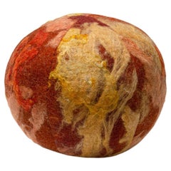 Felted Wool Snowball Pillow - by JG SWITZER in BLOOD ORANGE 