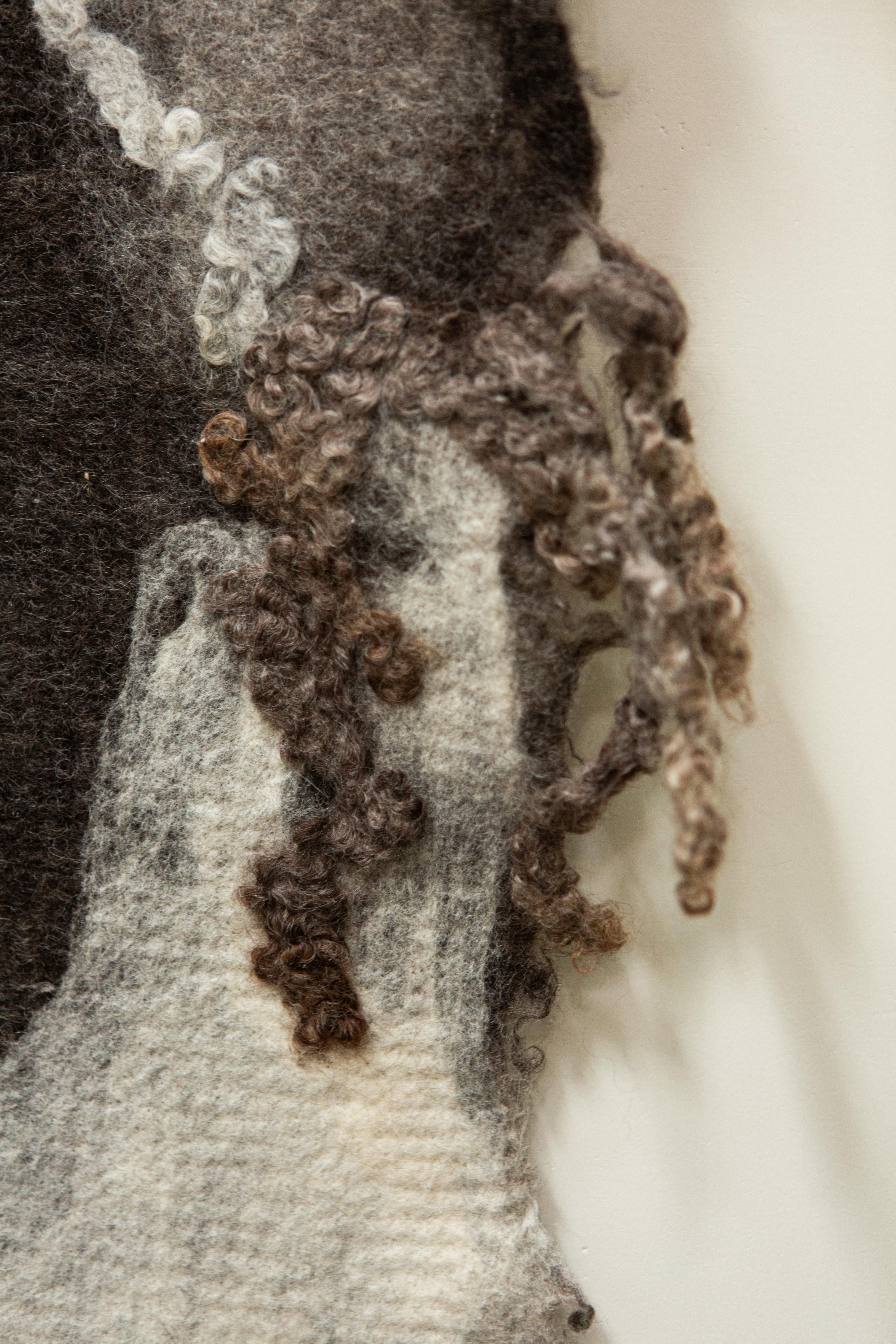 Contemporary Felted Wool Wall Art by JG Switzer, Sheep Dream #1 For Sale