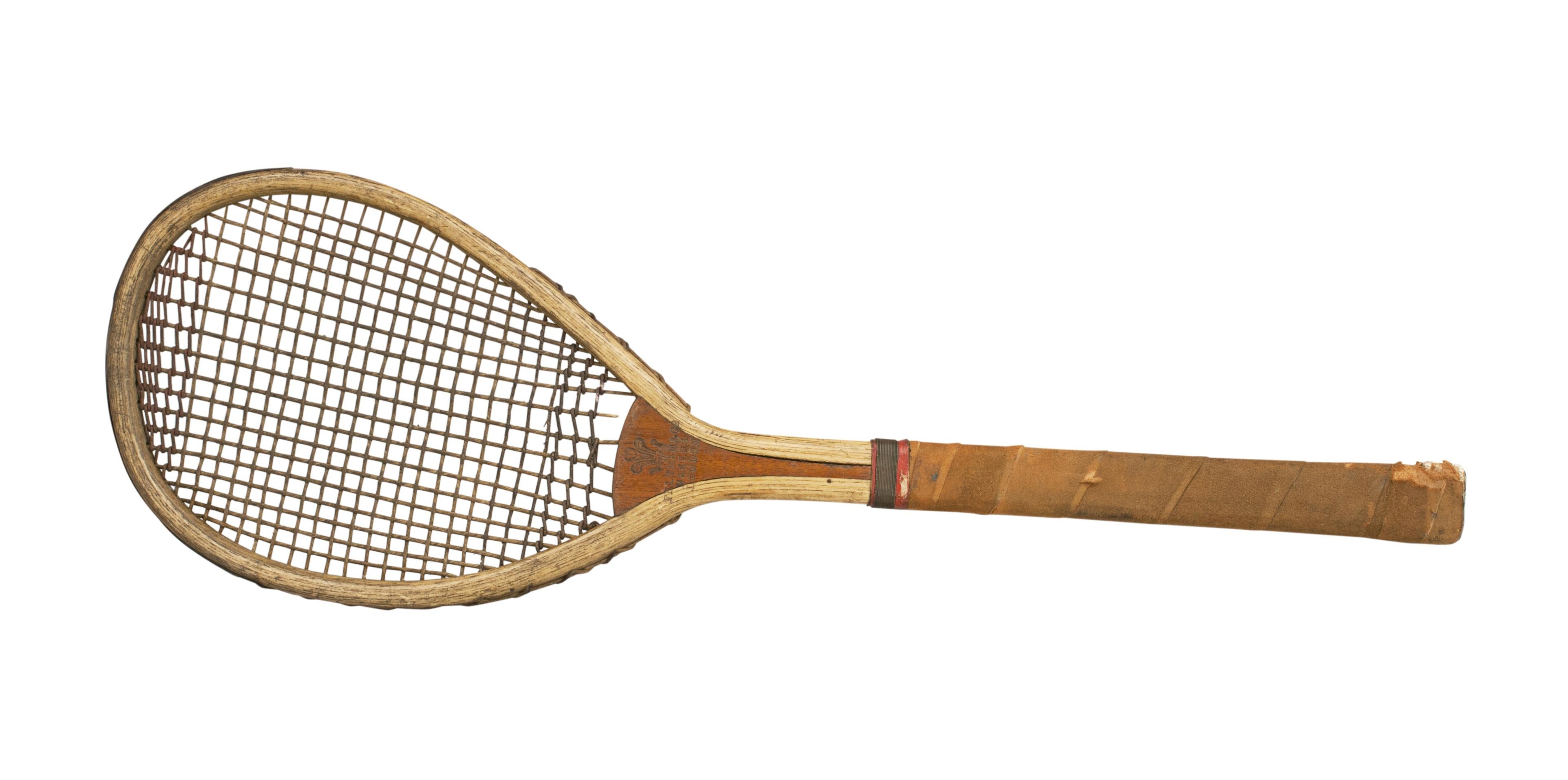 Sporting Art Feltham Lawn Tennis Racket, Lop Sided, Tear Drop Shape, Antique and Very Rare