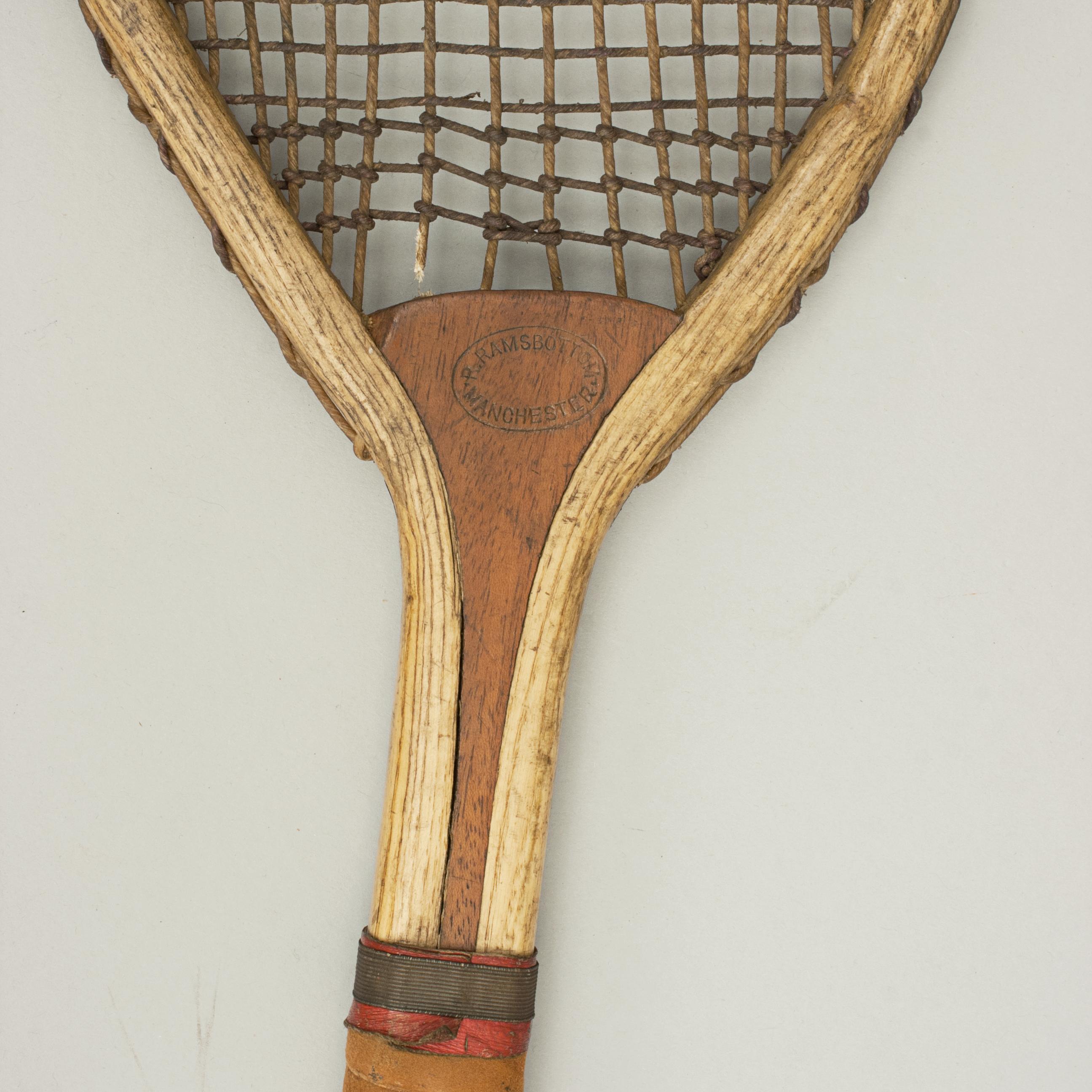 Late 19th Century Feltham Lawn Tennis Racket, Lop Sided, Tear Drop Shape, Antique and Very Rare