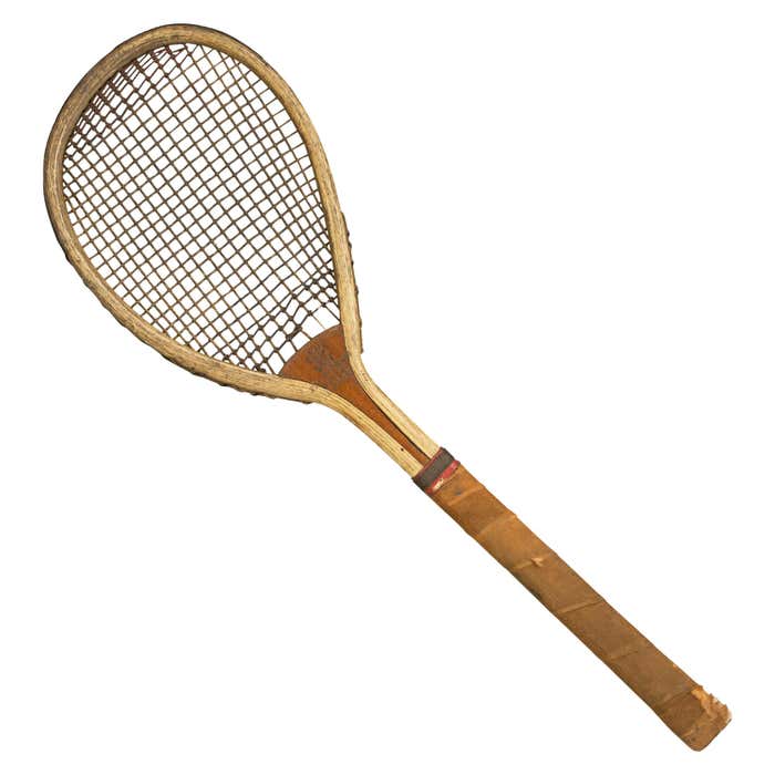 Feltham Lawn Tennis Racket, Lop Sided, Tear Drop Shape, Antique and ...
