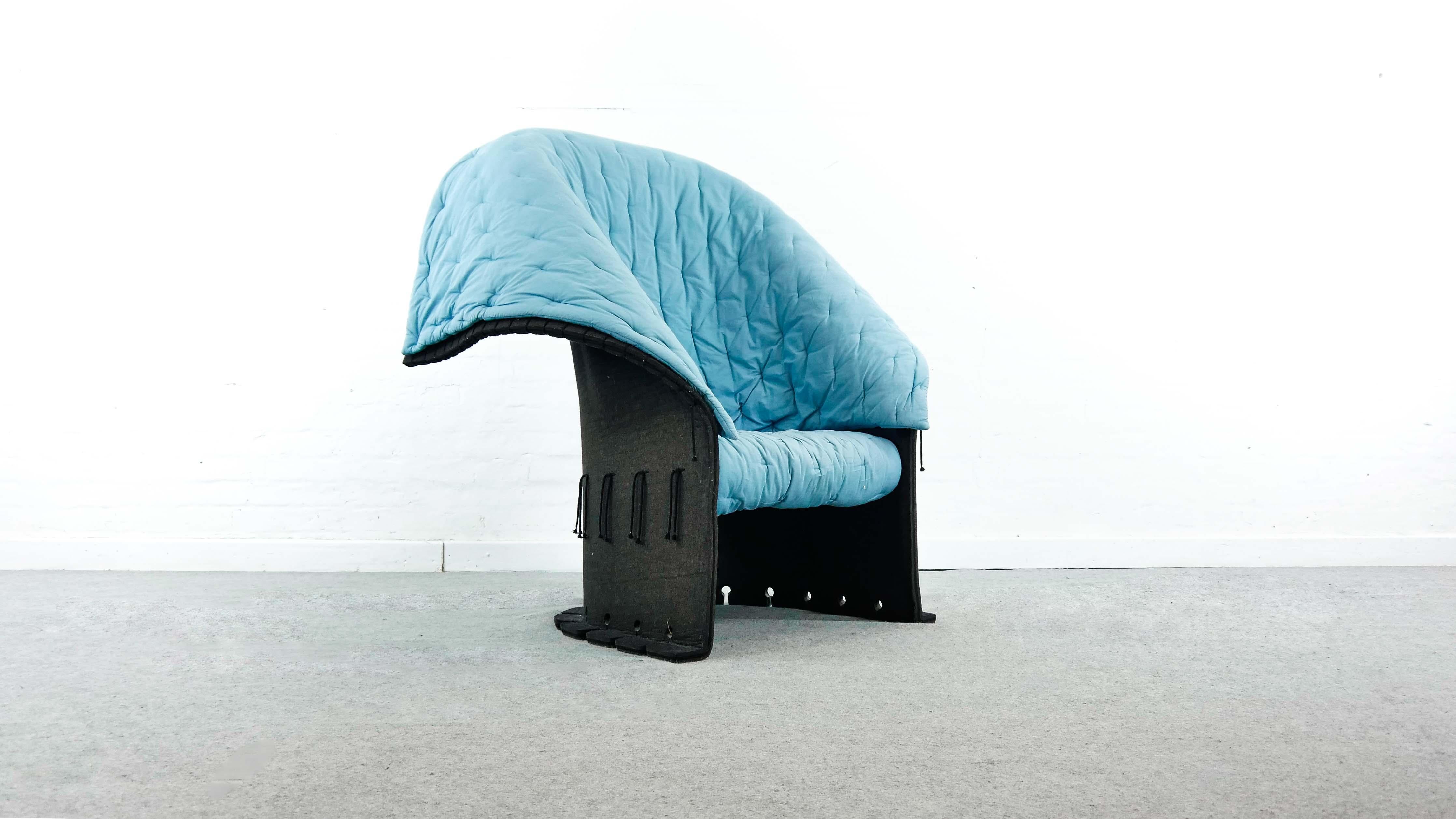 Rare Feltri armchair, designed by Gaetano Pesce in 1987 for Cassina, Italy. Exceptional and rare postmodern design. This chair was acquired in the early 1990s. This is the Highbackversion. The chair is made from felt reinforced with resin.- hence