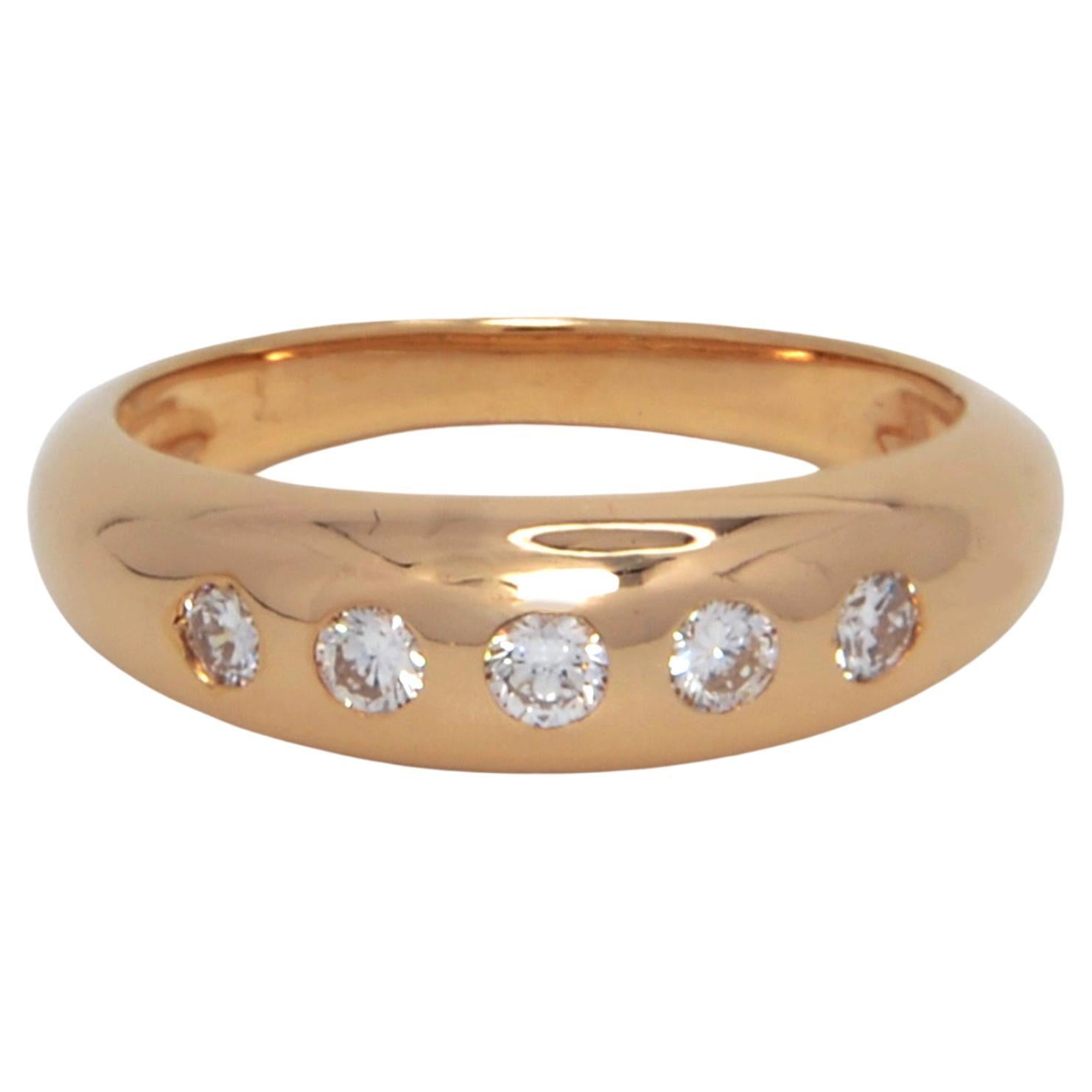 Fem Ring, 5 Stone Diamond Ring in 14k Yellow Gold