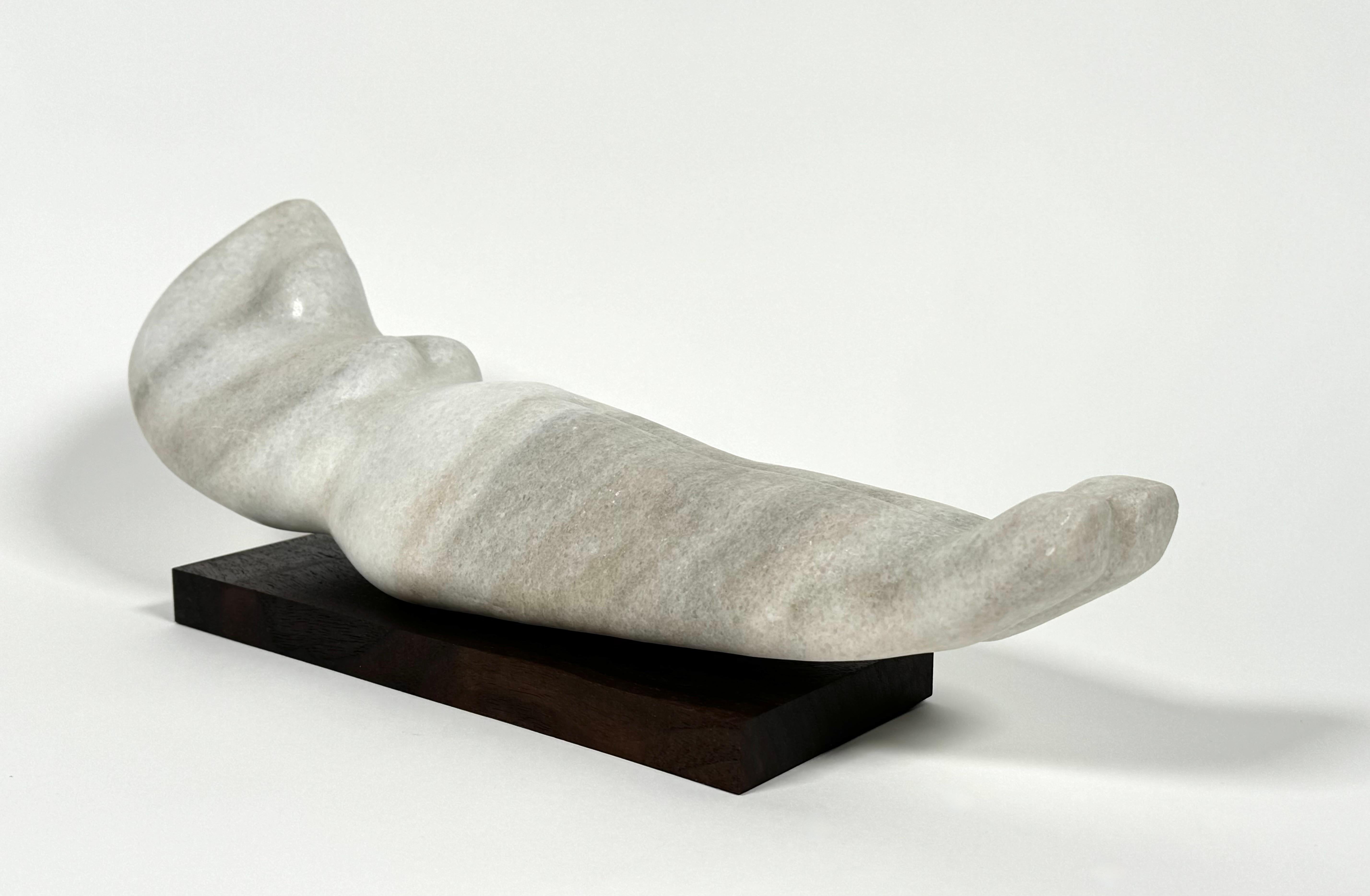 Hand-Carved Female Abstract Figurative Sculpture in Marble For Sale