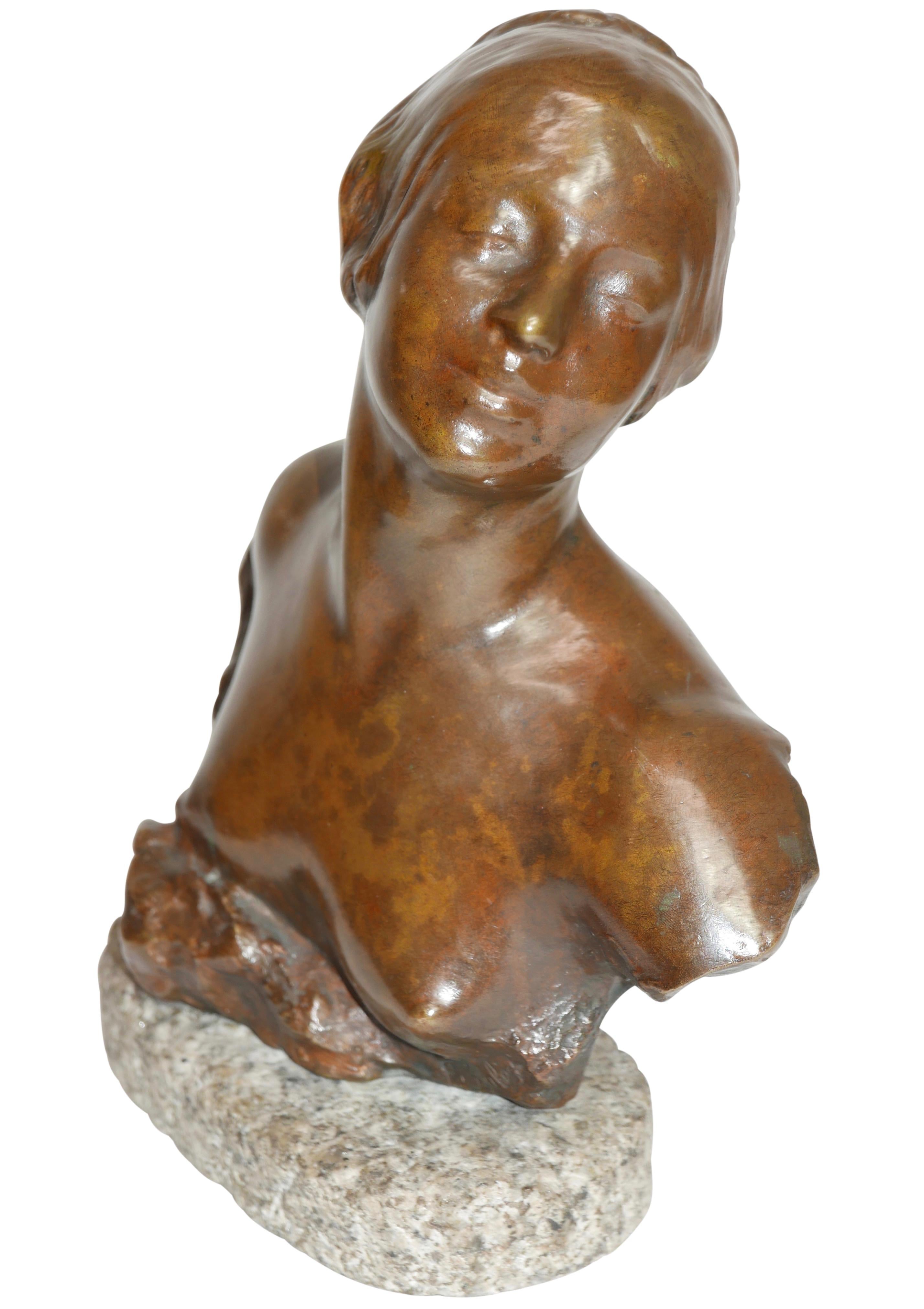 Female Bronze Bust Sculpture by Felix Soules, French 19th Century In Good Condition In San Francisco, CA