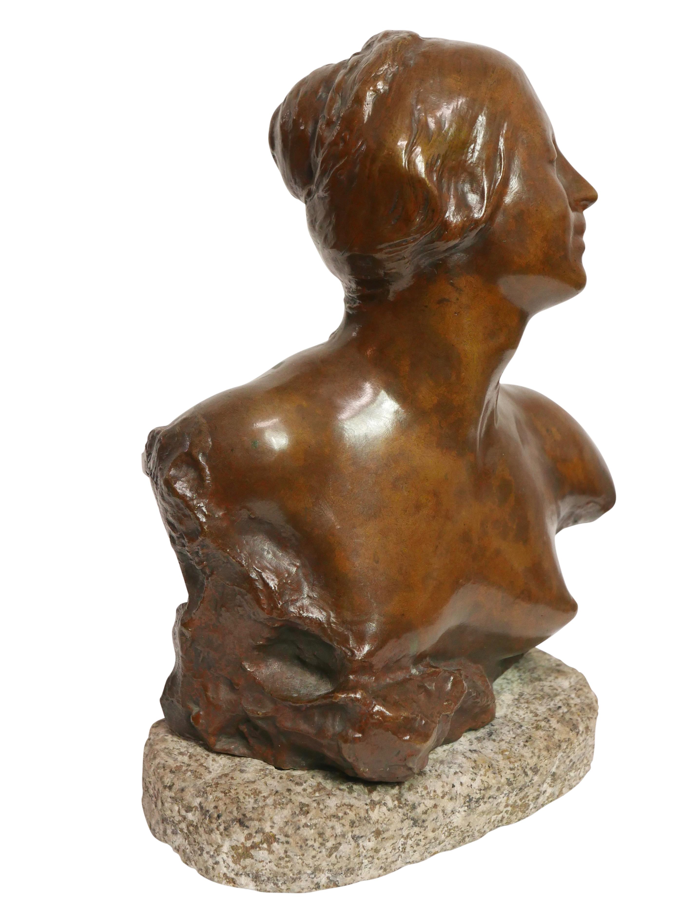 Female Bronze Bust Sculpture by Felix Soules, French 19th Century 1